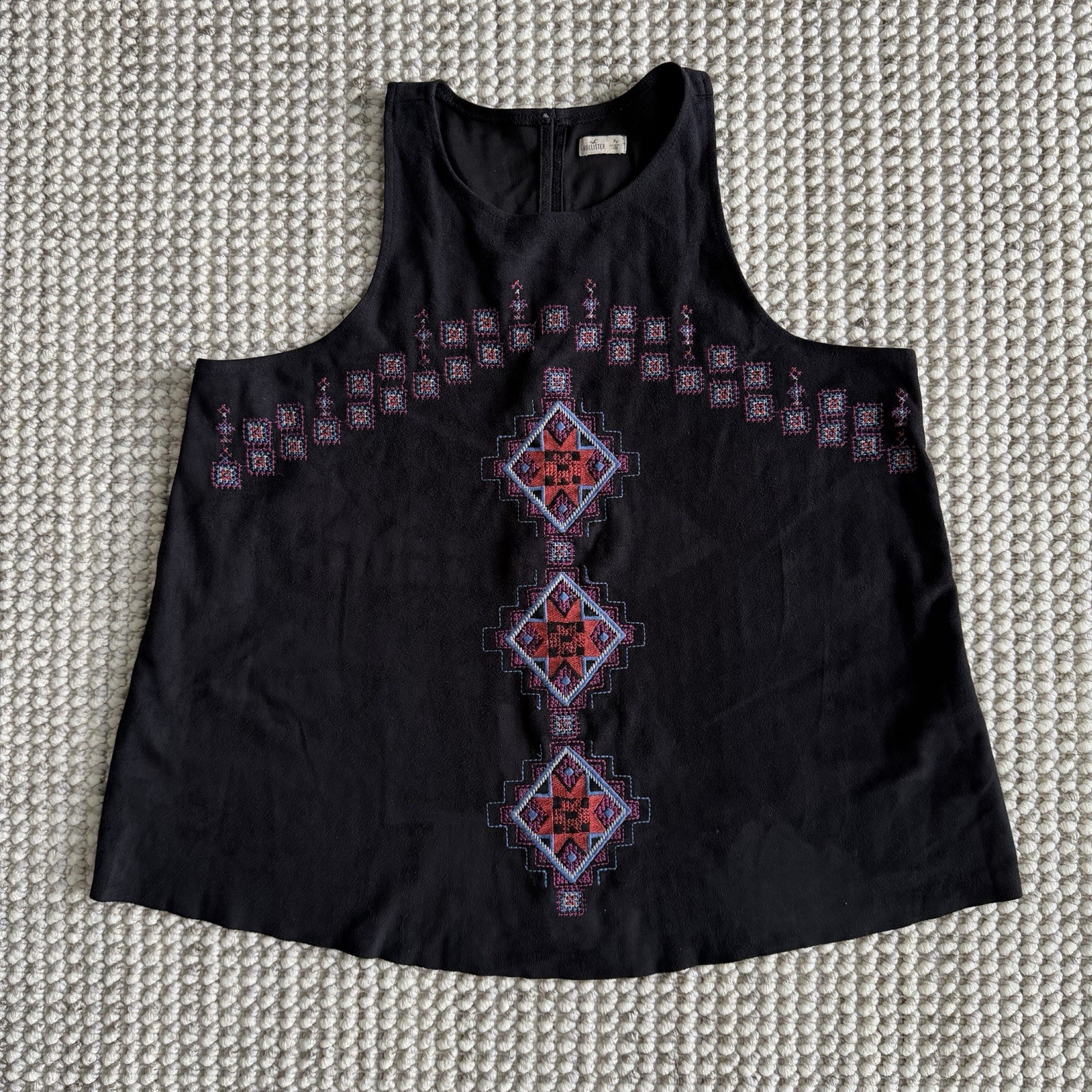 Hollister Tank Faux Suede Boho Aztec Southwestern Embroidery Geometric Women’s M