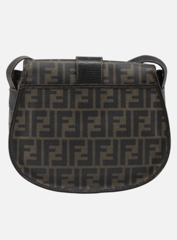 Fendi Zucca FF Monogram Small Crossbody Bag Brown/Black Magnetic Gold