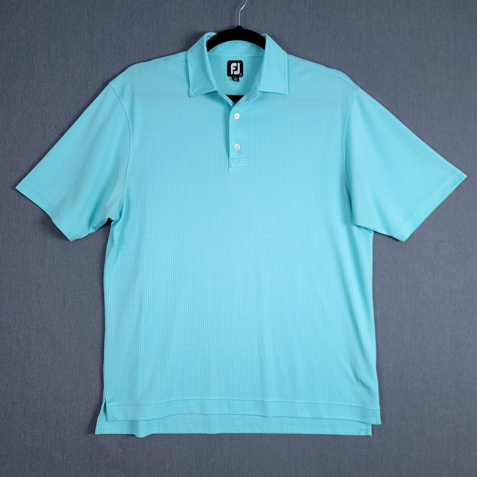 FootJoy Shirt Mens XL Sea Foam Green Checkered Polyester Performance Golf Polo
