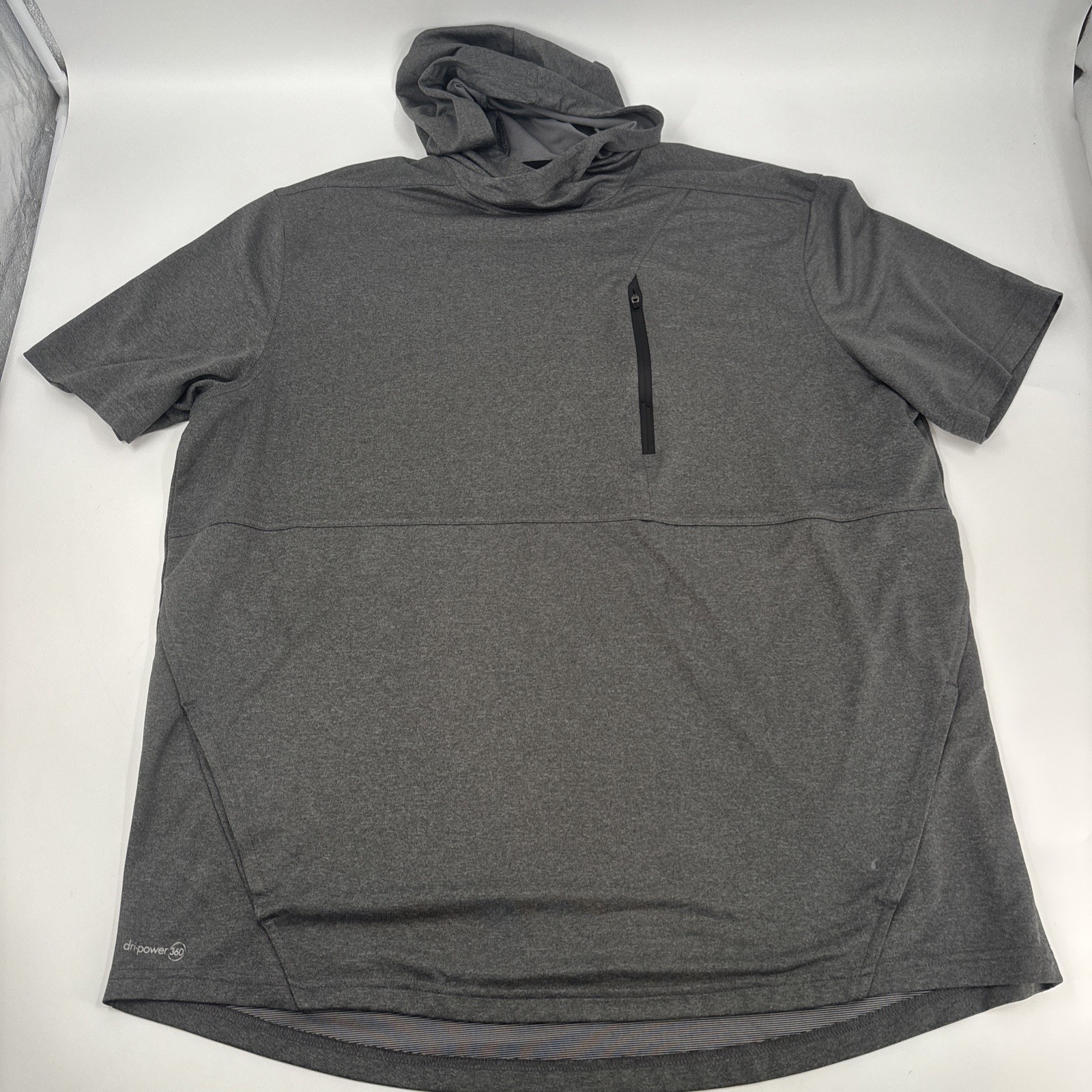 Russell Dri-power 360 Hoodie Men 2XL Gray Training Fit Zip Pocket Gym Pullover