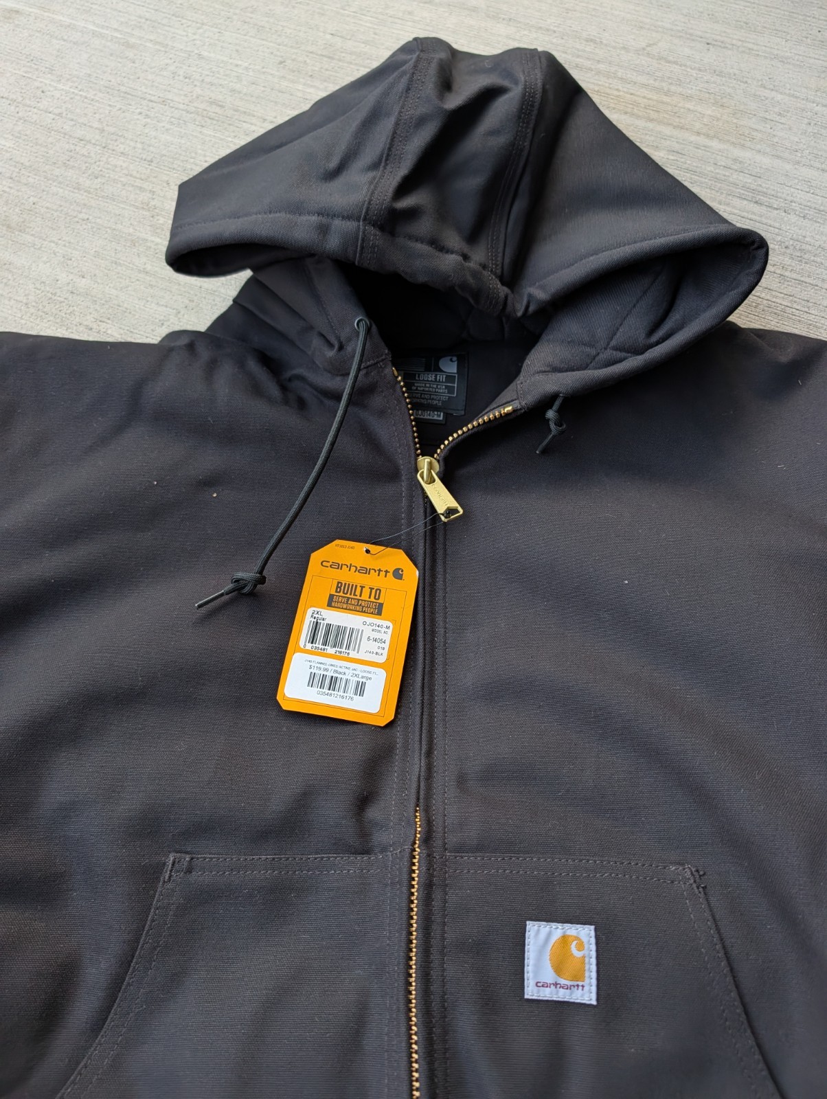 NEW Carhartt Duck USA Made Jacket Mens J140 Flannel Lined Hooded Workwear Sz 2XL