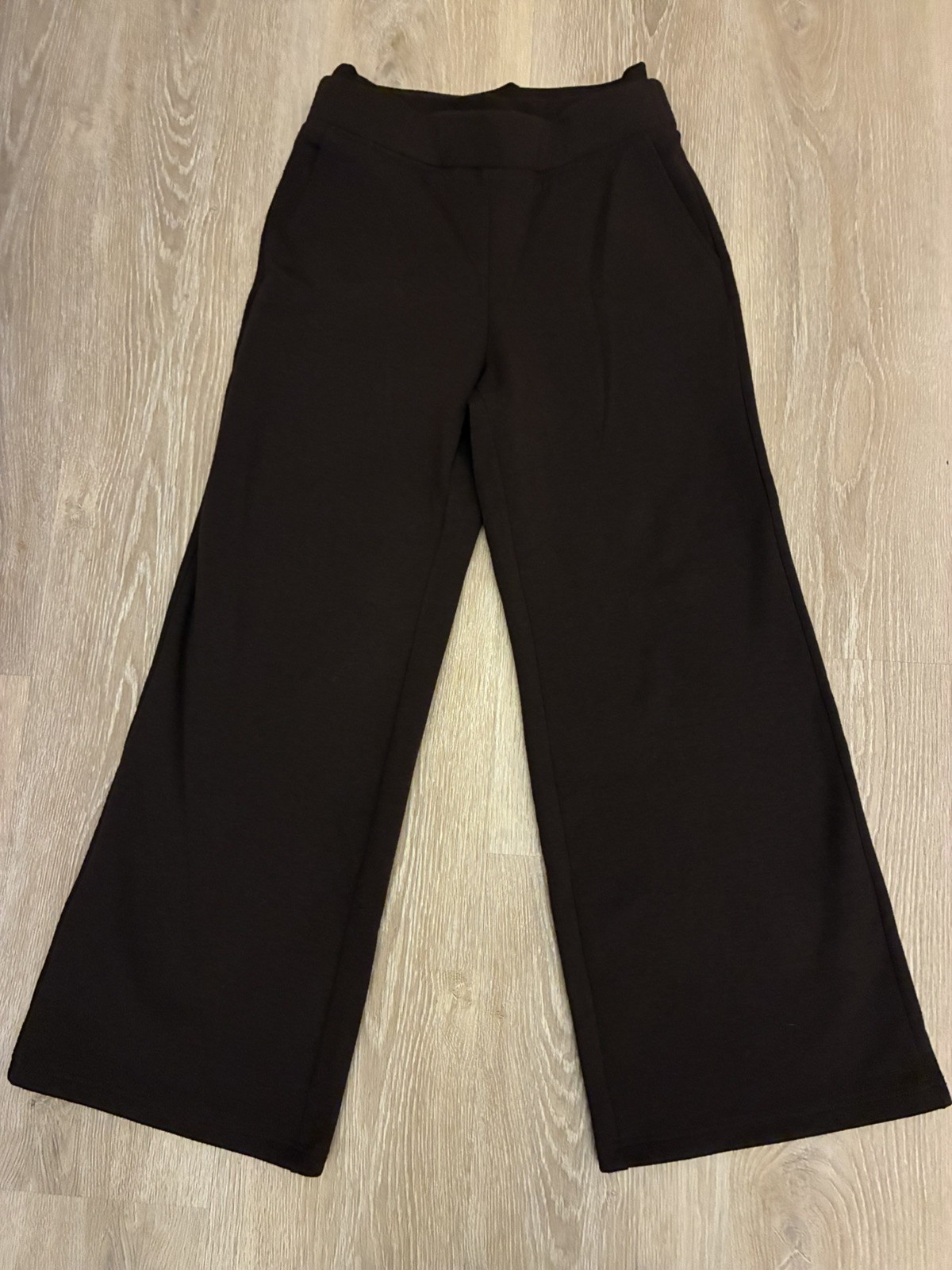 OGLmove FuzzLuxe Double Waistband Pants Brown Size Medium Straight Leg Pockets
