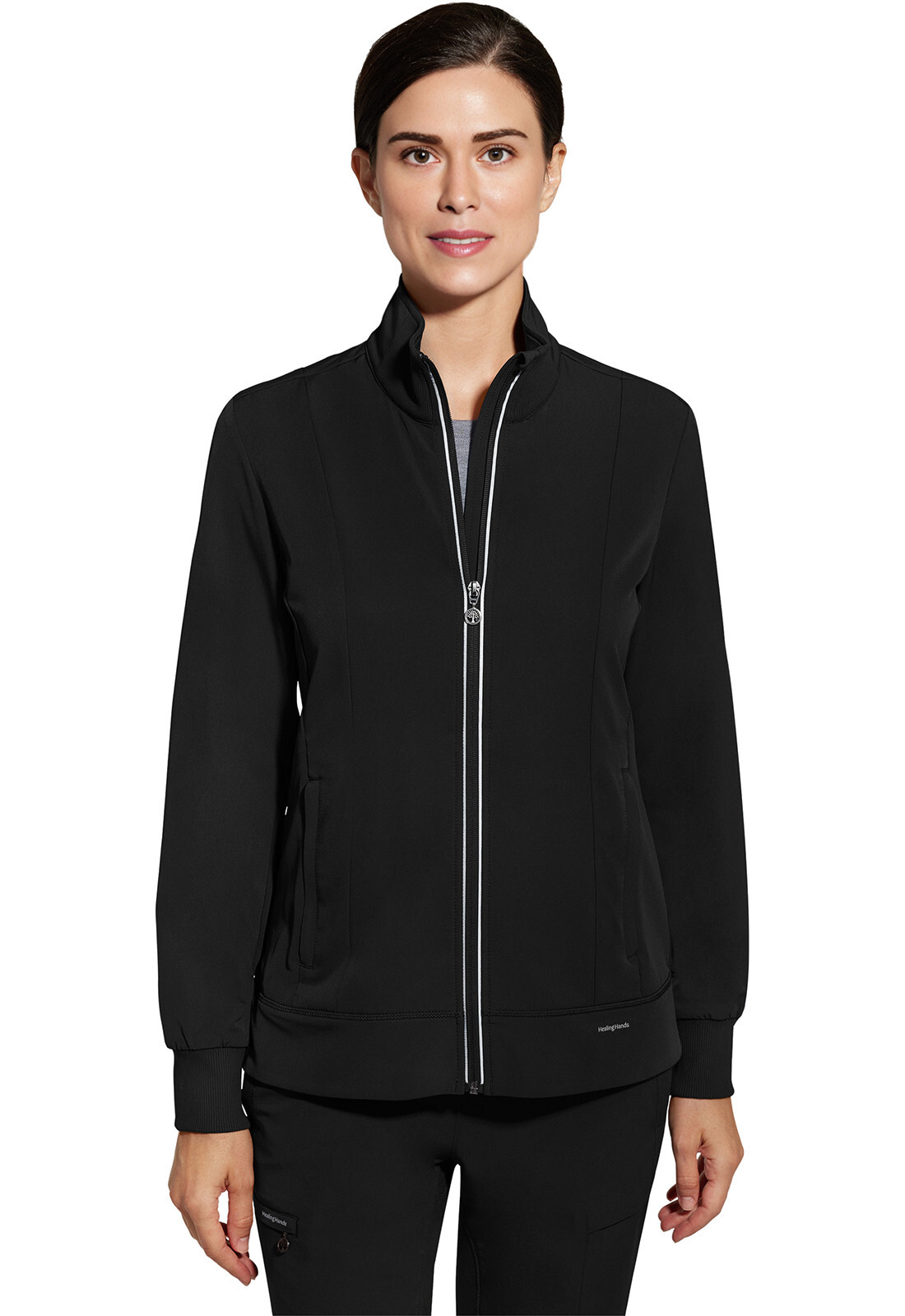 Black Healing Hands 360 Scrubs Carly Jacket 5068 Black