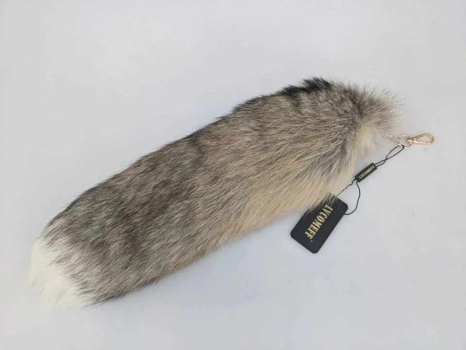 16″-18″ Real Fox Fur Tail Keychain Bag Charm Furry Pendant Costume Cosplay Toys