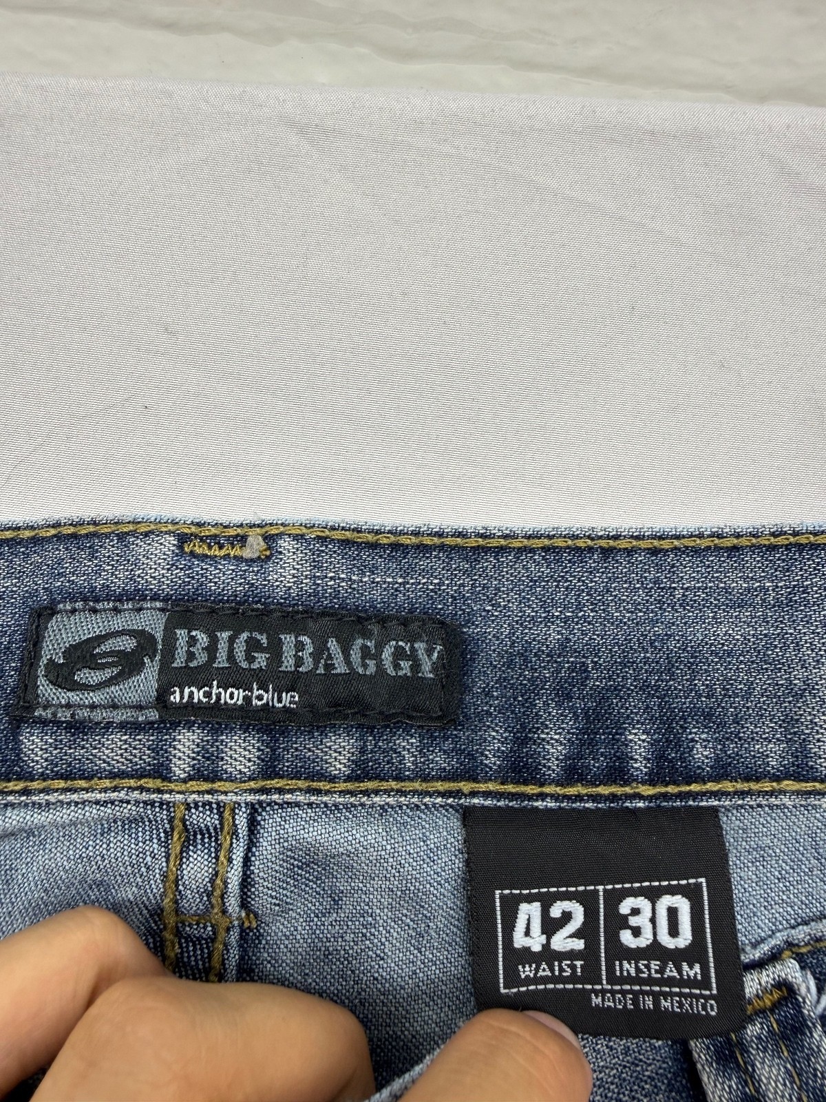 Vintage 90s Anchor Blue Big Baggy Wide Leg Skate Jeans 42×30