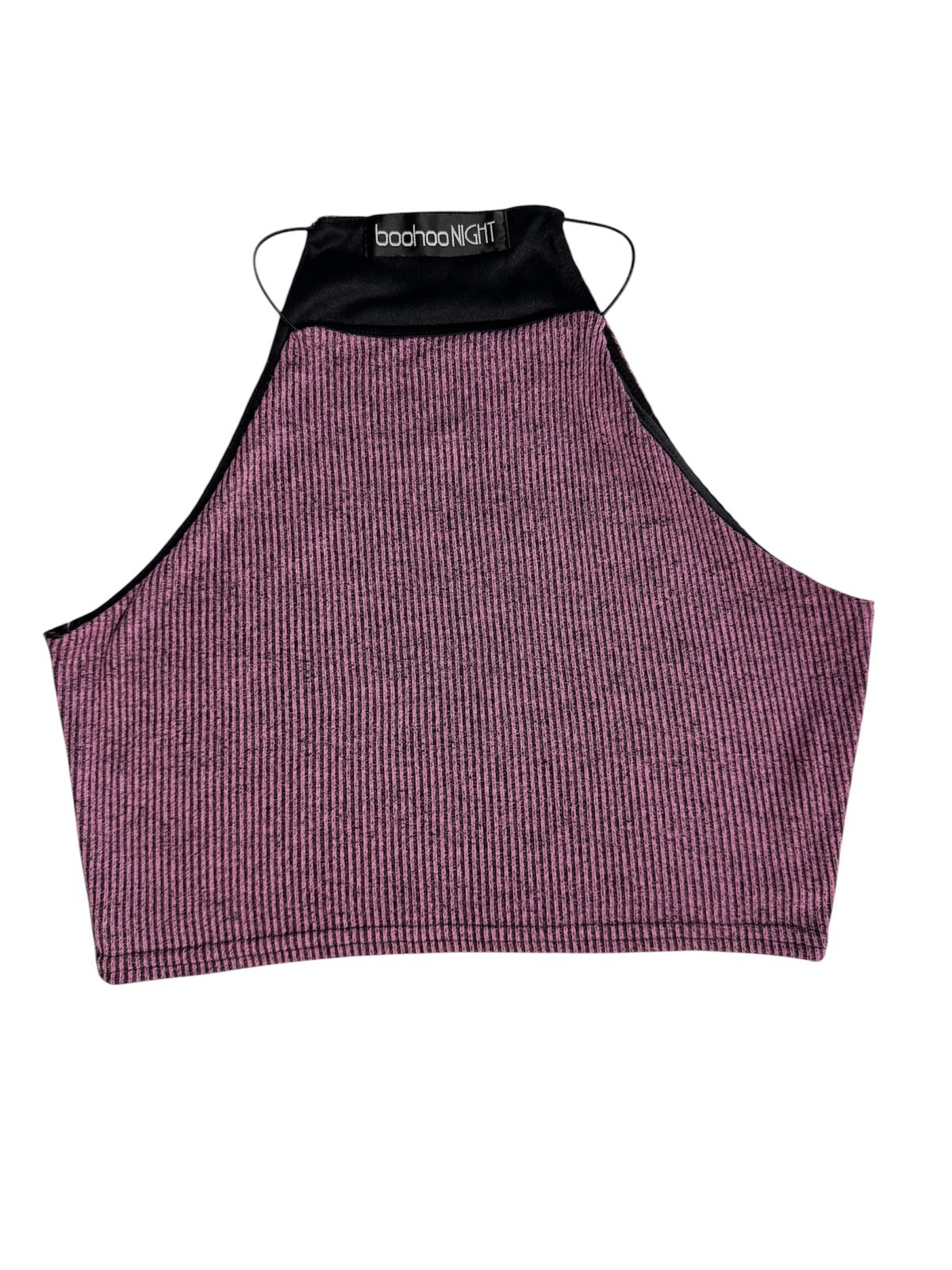 Boohoo Purple Ribbed Crop Top Festival Y2K Indie Sleaze Whimsigoth Dark Romance