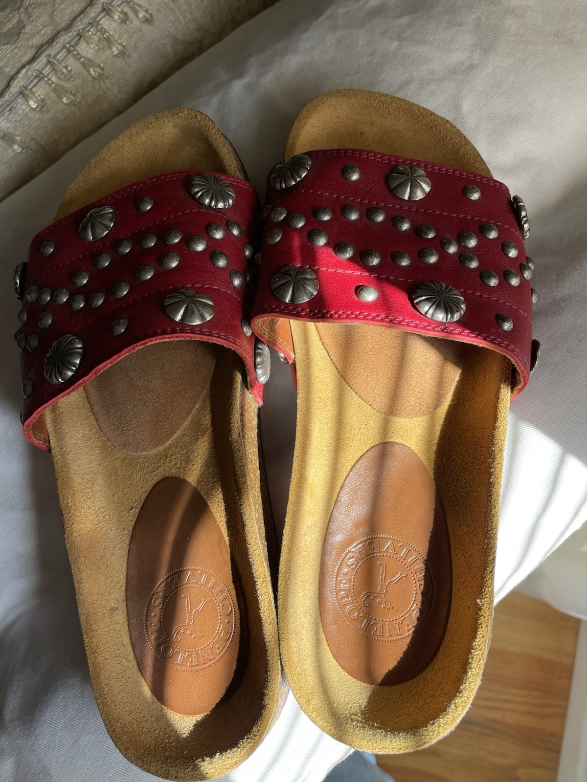 Penelope Childers Sol Studded Slide Sandals,features A Decorative Silver Studs