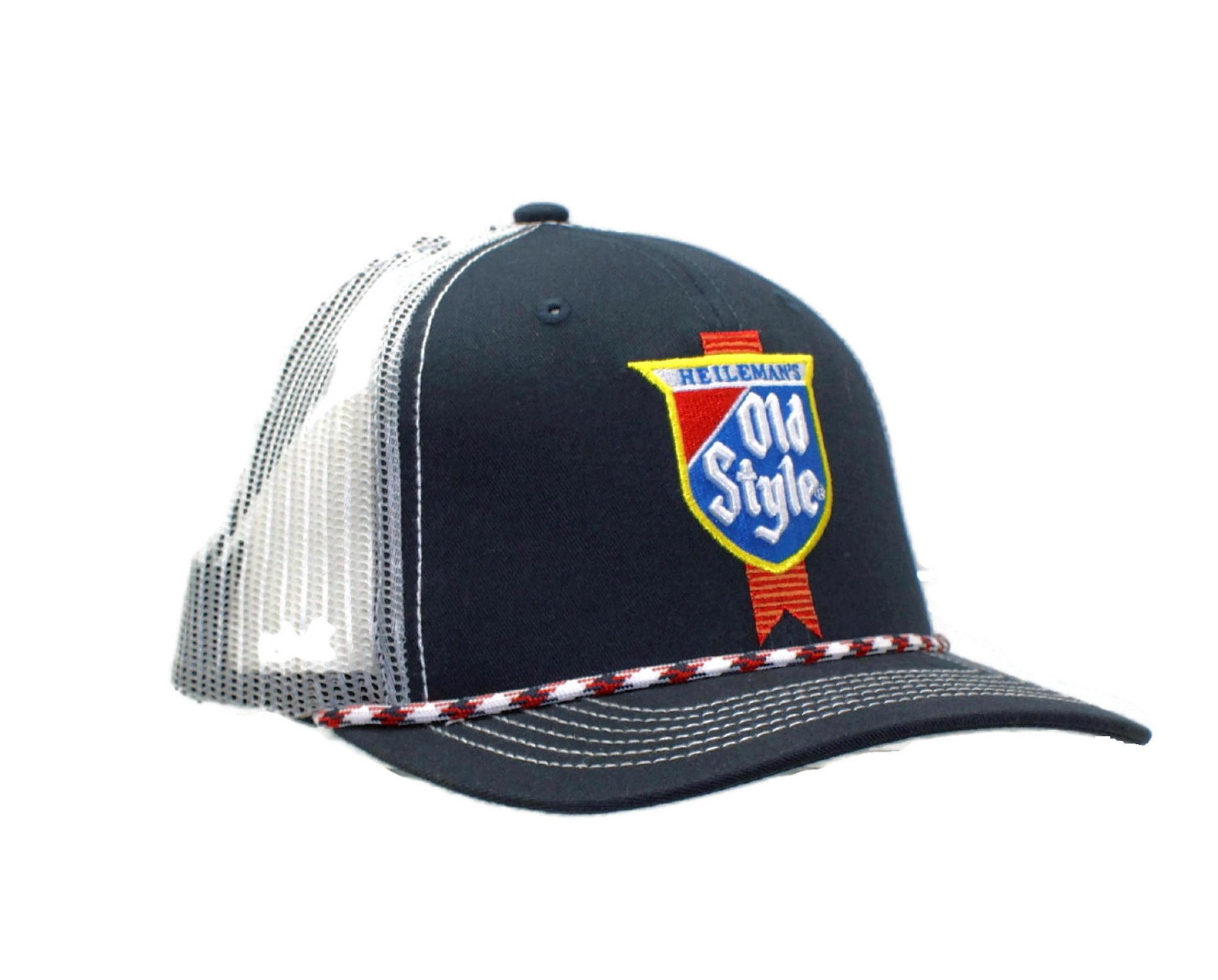 Heileman’s Old Style 3D Embroidered Navy Cap with Braid Washed Cotton Twill Hat