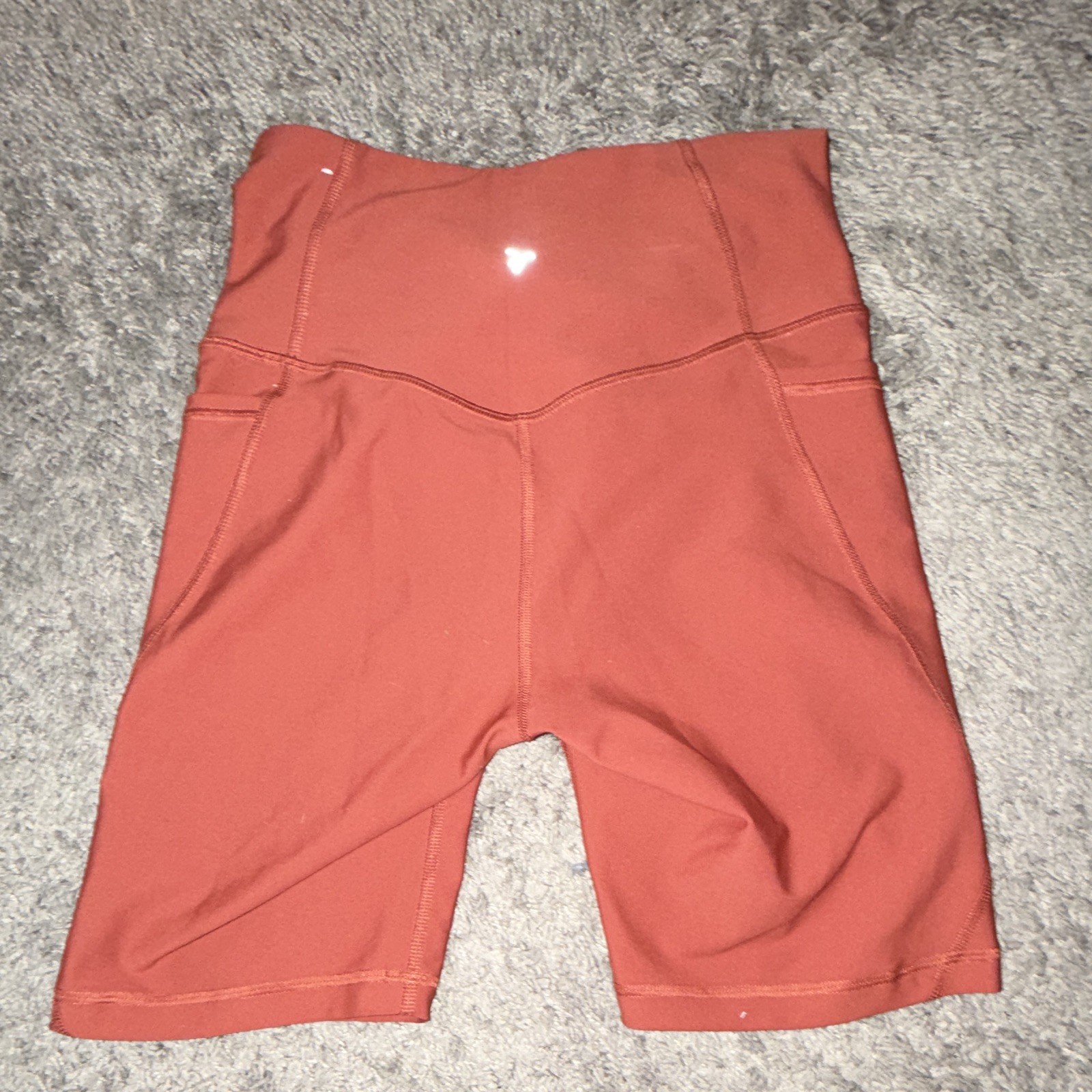 Women’s Orange Biker Activewear Shorts Pull-On Side Pockets Stretch Size S