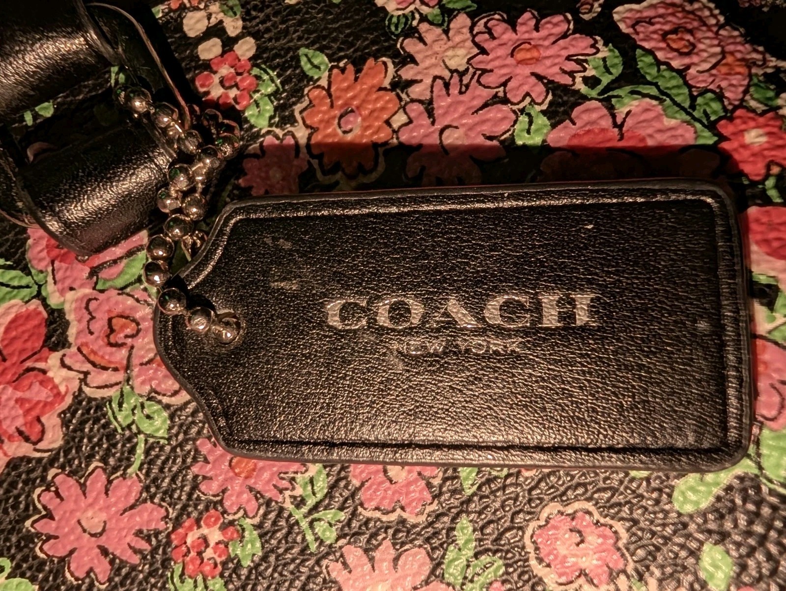 COACH Sierra Posey Cluster Floral Coated Canvas Satchel Blk/Pnk GORGEOUS NWOT