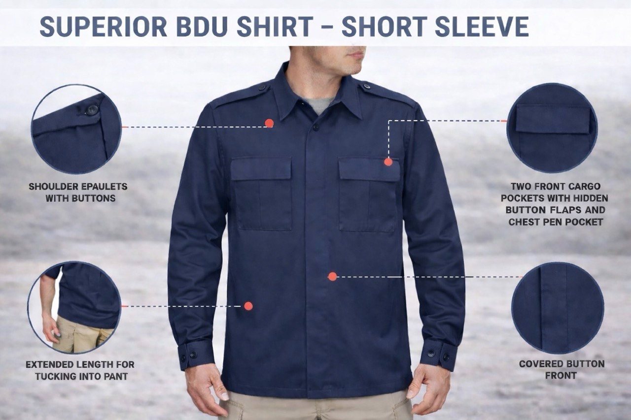 ⭕️ TACTICAL BDU DARK NAVY RIPSTOP LS SHIRT MILITARY WORKWEAR M SUPERIOR UNIFORM