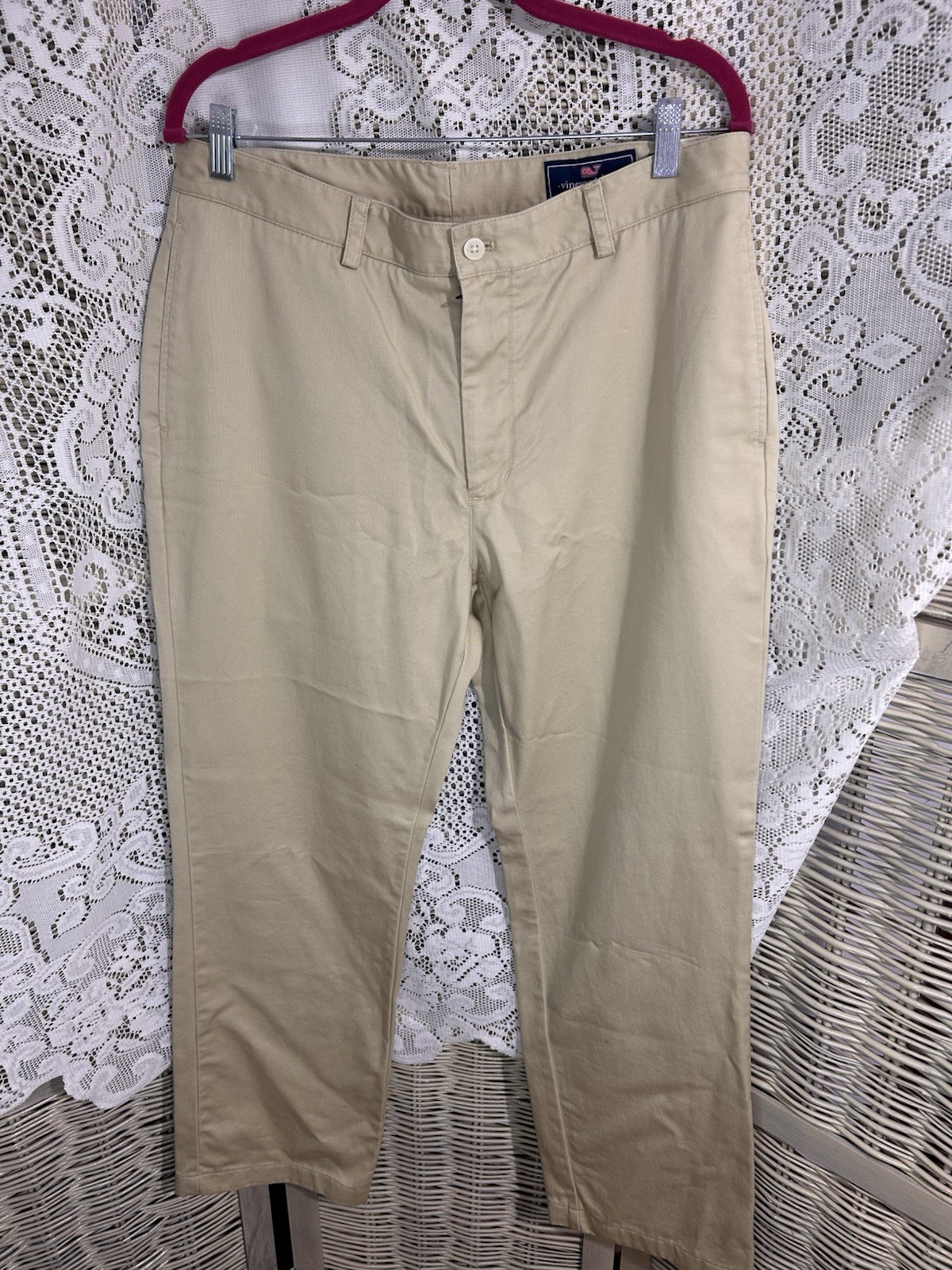Vineyard Vines Men’s Beige Chino Pants 34W Cotton Twill Classic Fit Straight