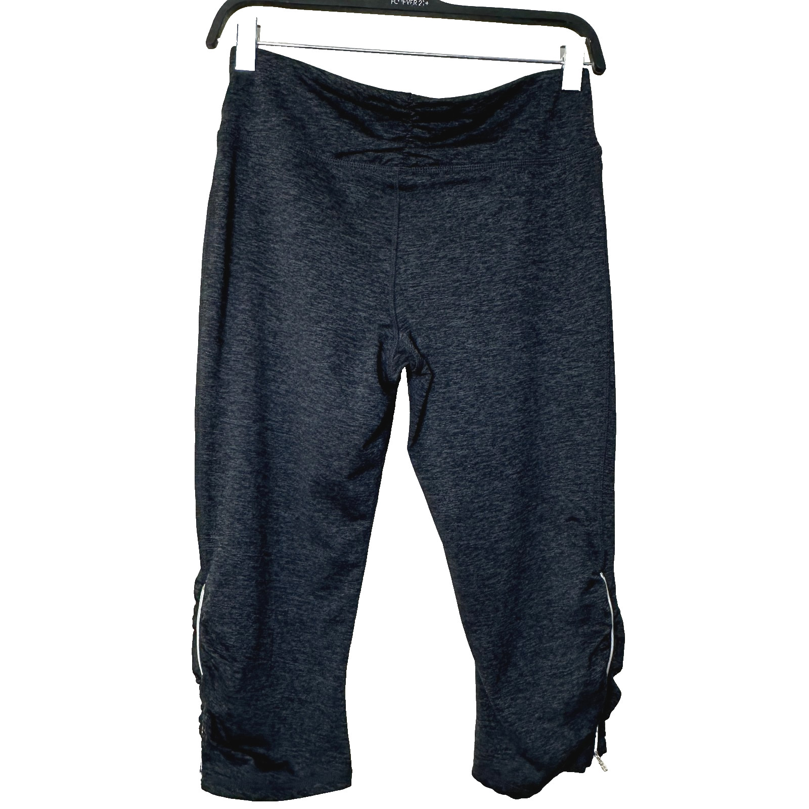 Tangerine Charcoal Gray Yoga Ruched Zip Zipper Capri Leggings Pants Women’s L
