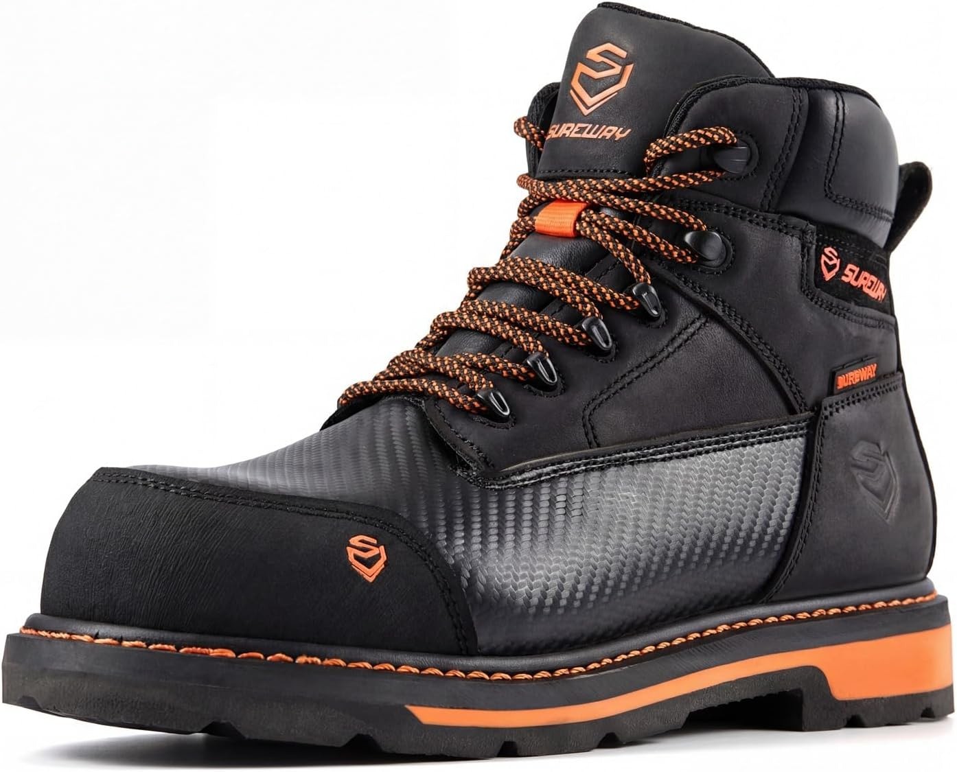 SUREWAY Men’s 6″ Waterproof Soft/Composite Toe Work Boots – Crazy Horse Leath…