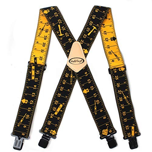 Melo Tough Men’s Suspenders Fully Elastic 2 inch Wide X back Heavy Black Rule