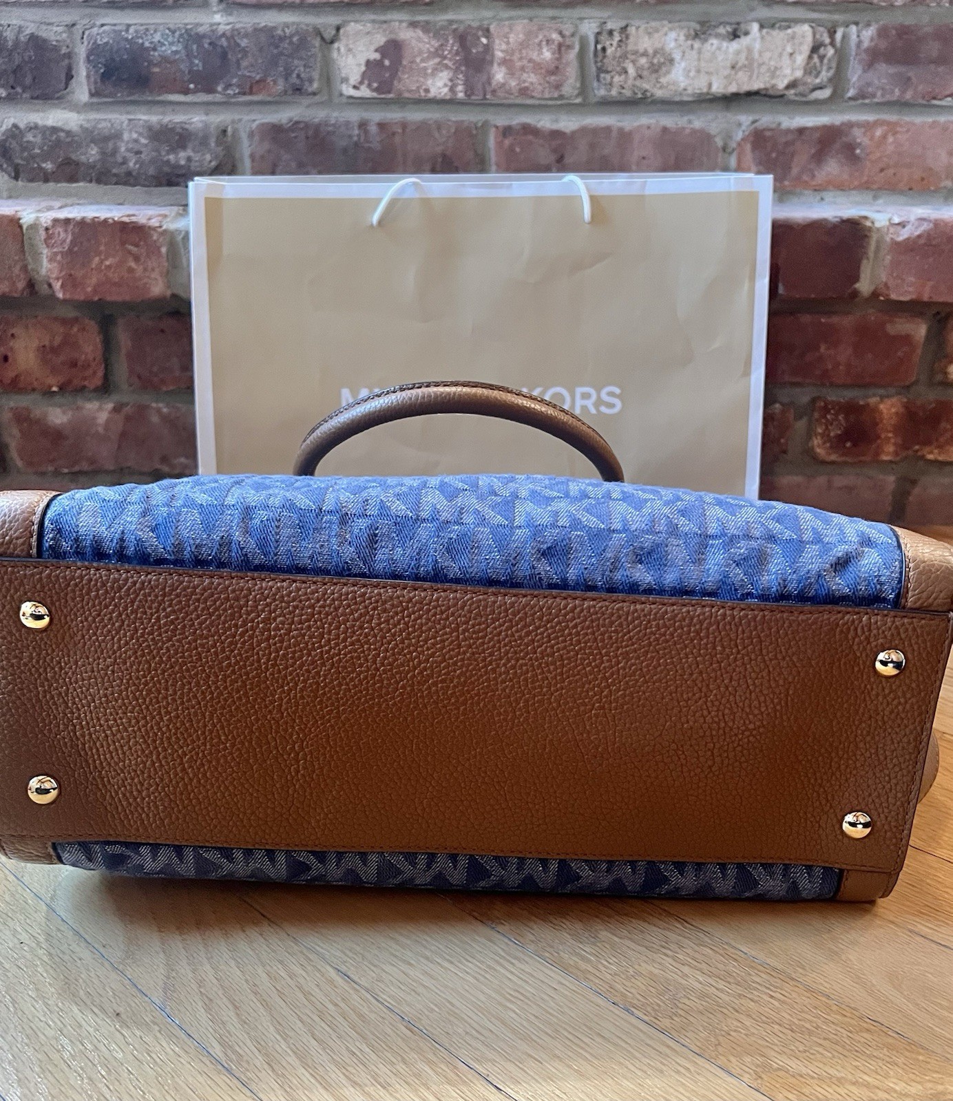 Michael Kors Large Hamilton Frame Out Monogram Denim Tote & Wallet Set