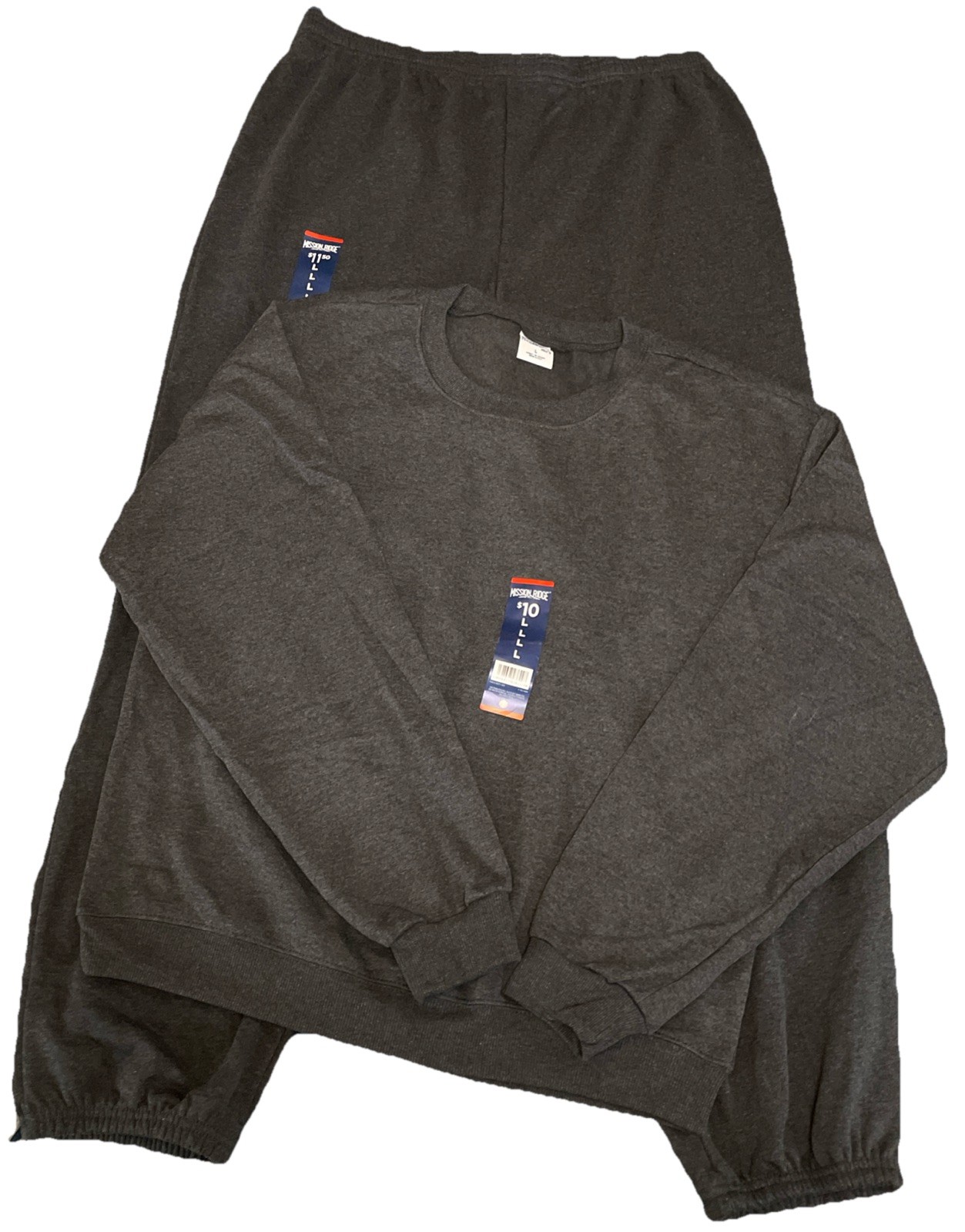 NWT Mission Ridge Grey Gray Fleece Sweatshirt & Joggers Set Size Large 2 Piece