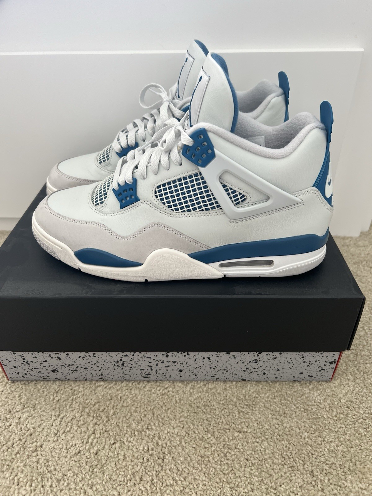 Air Jordan 4 Retro Military Blue 2024 White Industrial Grey FV5029-141 Size 12