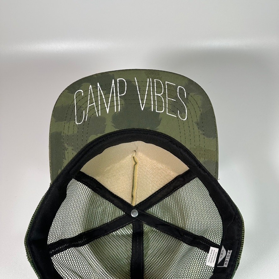 Poler Camp Vibes Camo Trucker Hat Snapback Mesh Cap Green Camouflage