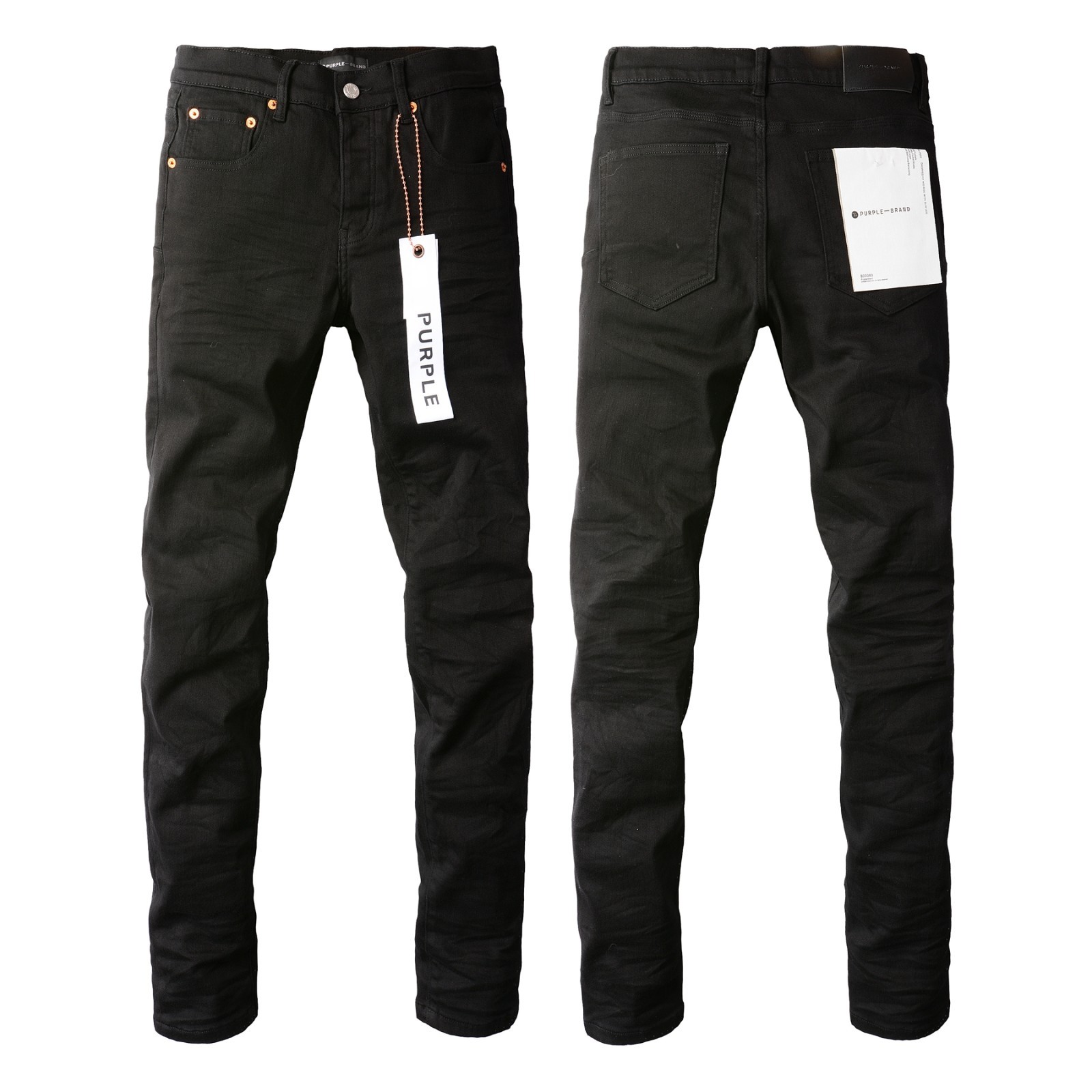 2025 New Purple Brand men’s fashion splash-ink Slim Black jeans .