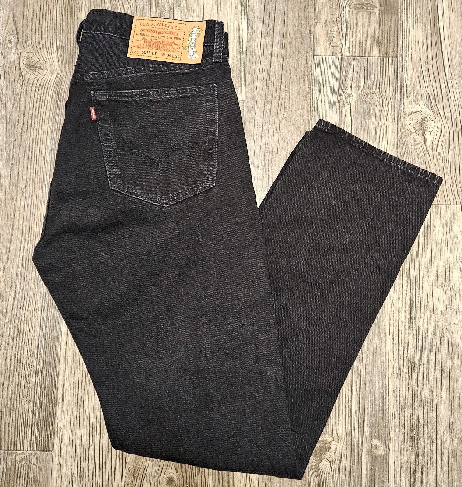 Denim Tears x Levi’s 501 Button Fly Big E Jeans Black Grey Men’s Sz 36 x 34 NWOT