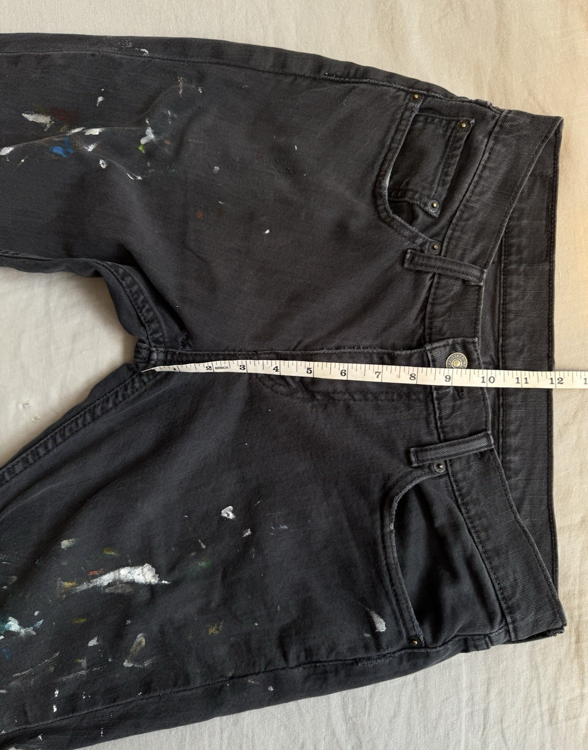 Levi’s 511 Men 30×30 Jeans Black Distressed Paint Splatter Stains Artful Denim