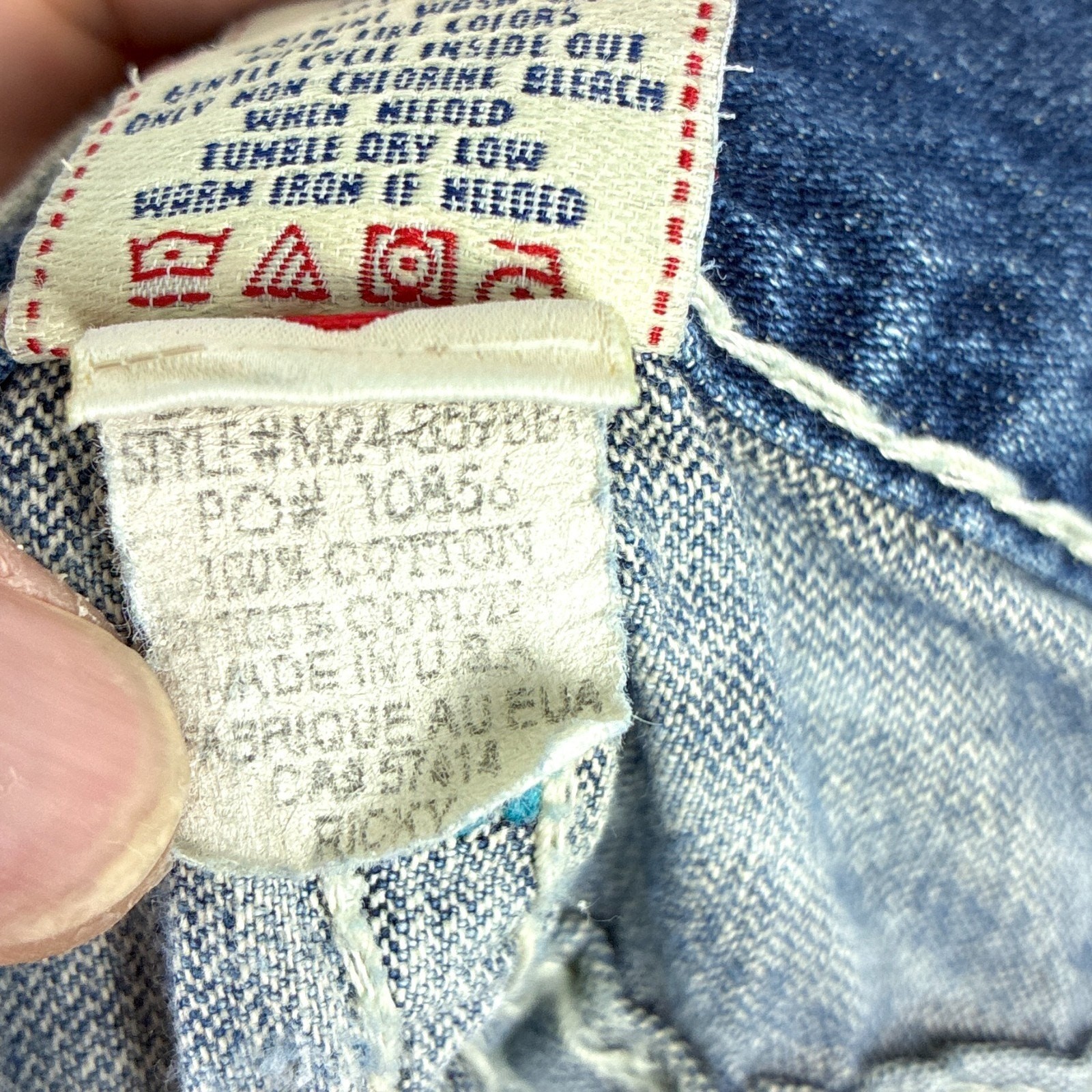 VTG True Religion Jean Men 36 Ricky Super T Faded Whiskered Thick Stitch Y2K USA