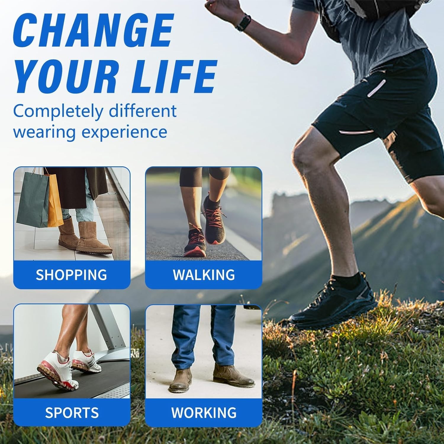 Durable Shock-Absorbing Insoles for Flat Feet & High Arches – Anti-Slip Comfort