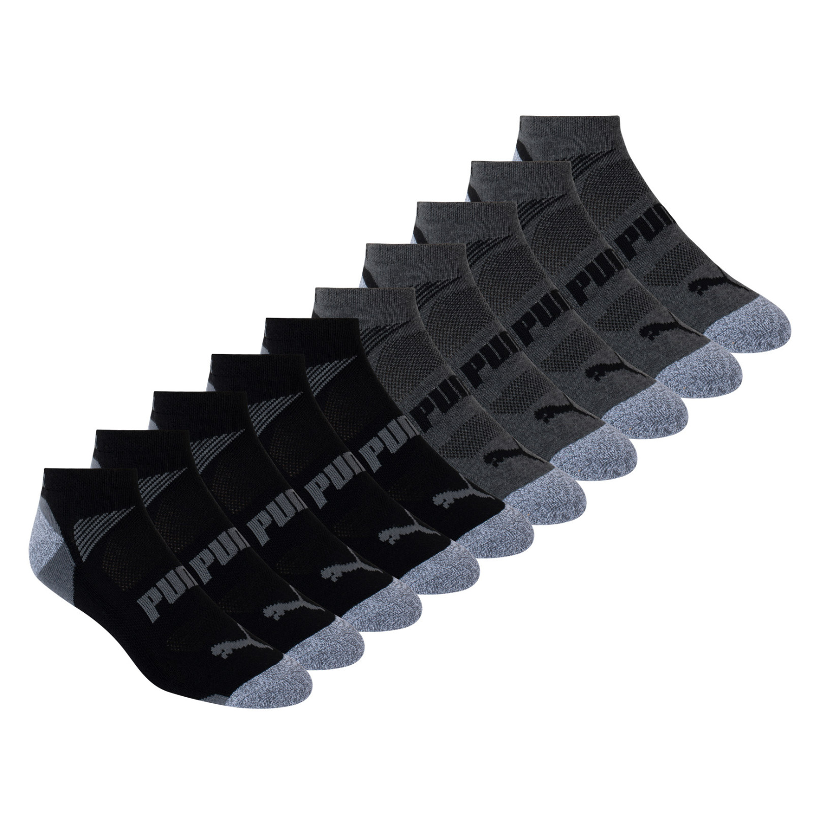 PUMA Men’s No Show Sock, 10-pair Black Extended Size