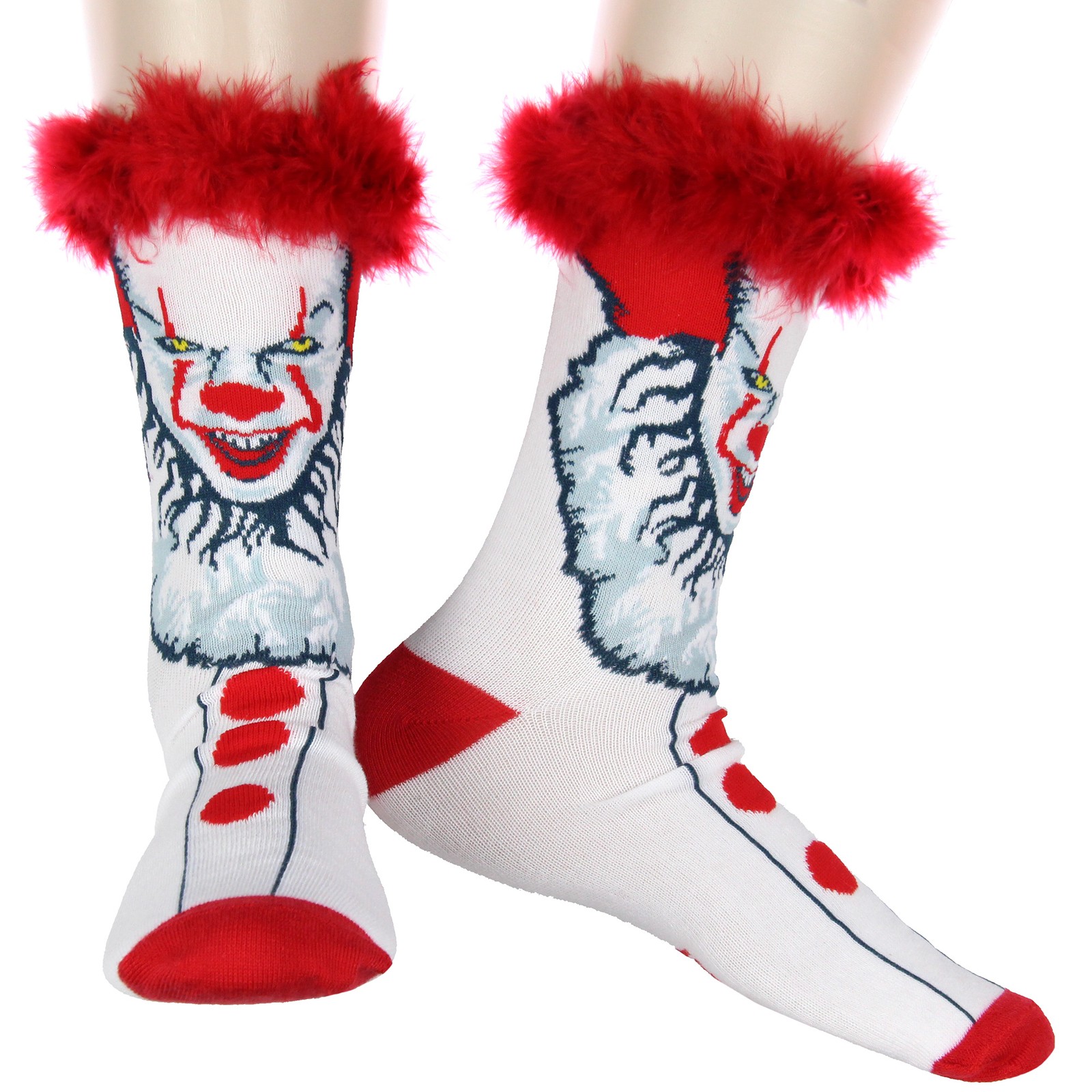 IT Horror Movie Pennywise 3D Fuzzy Hair Men’s Crew Socks Shoe Size 6-12