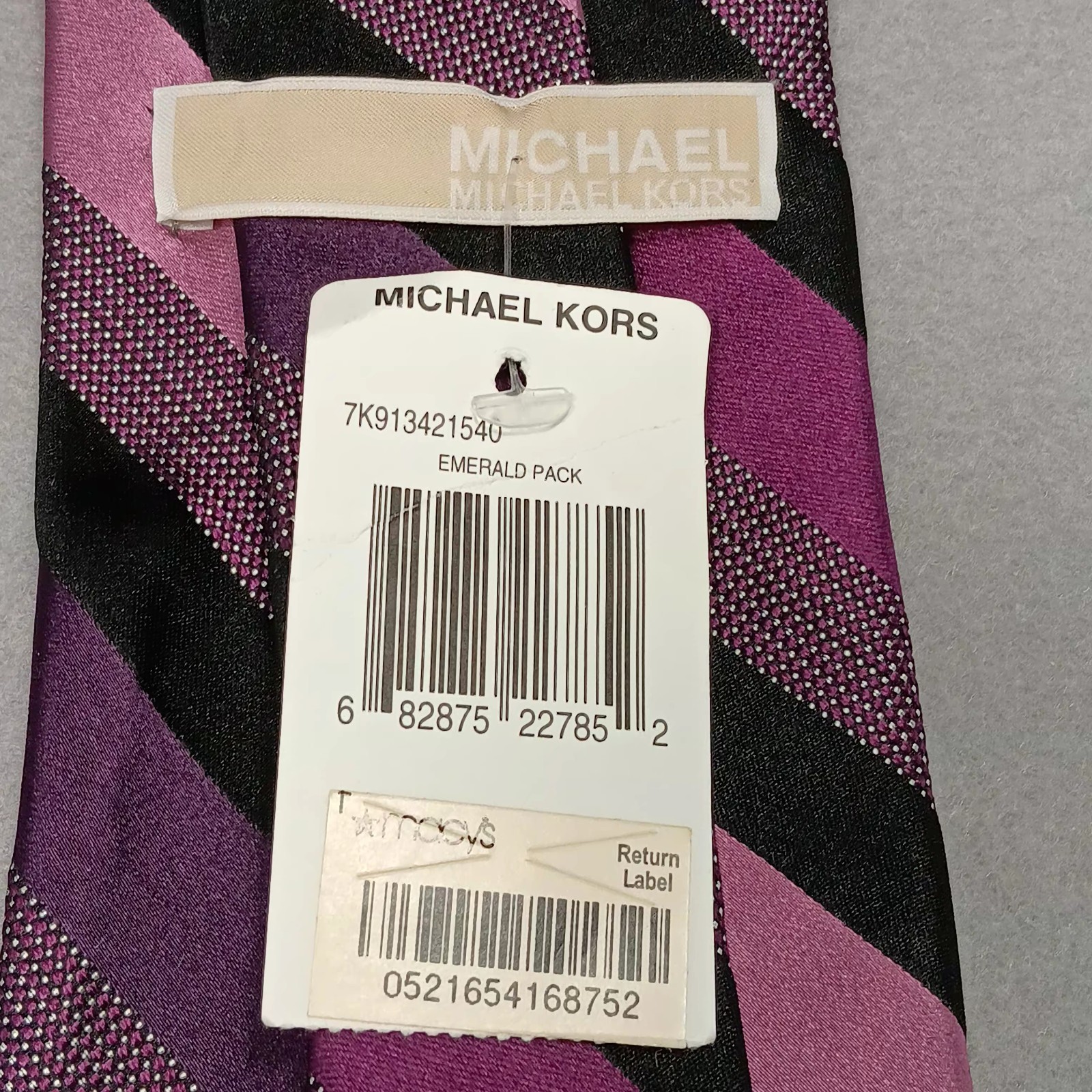 New MICHAEL KORS 100% Silk Tie Purple Striped Event Office Classic Preppy Retro