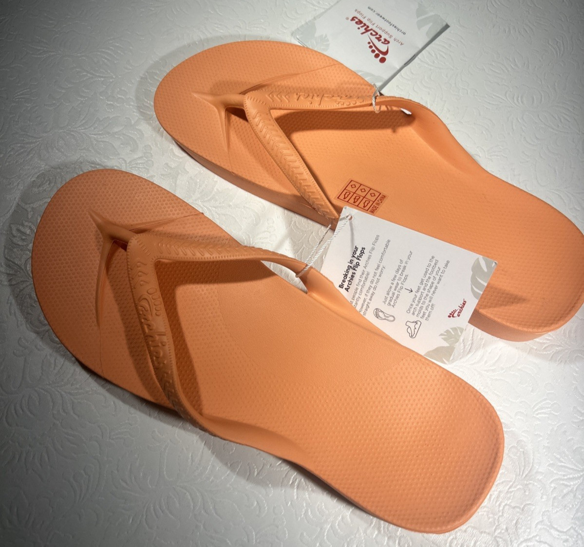 Archies Arch Support Flip Flops Orange Women’s Size 10 Brand New
