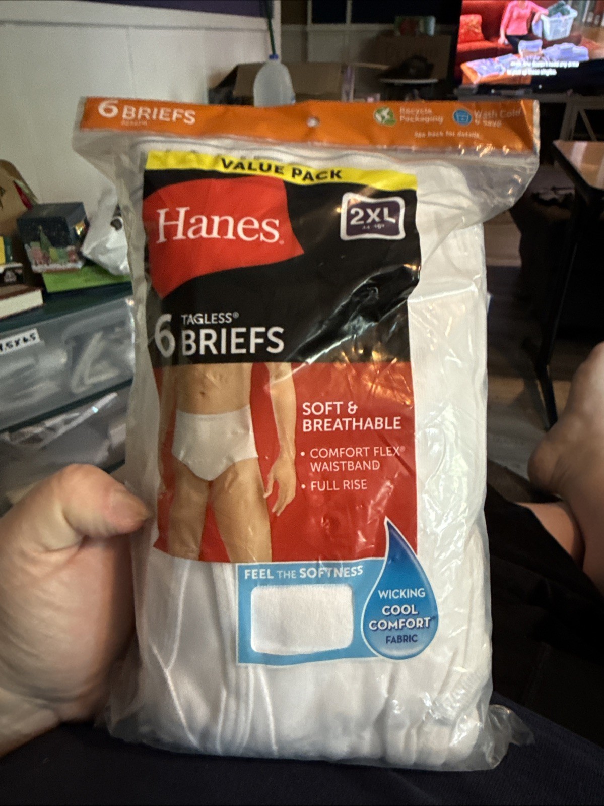 Hanes Men’s BRIEFS Size 2XL Tagless Comfort Wicking Stretch Soft 6Pack Underwear