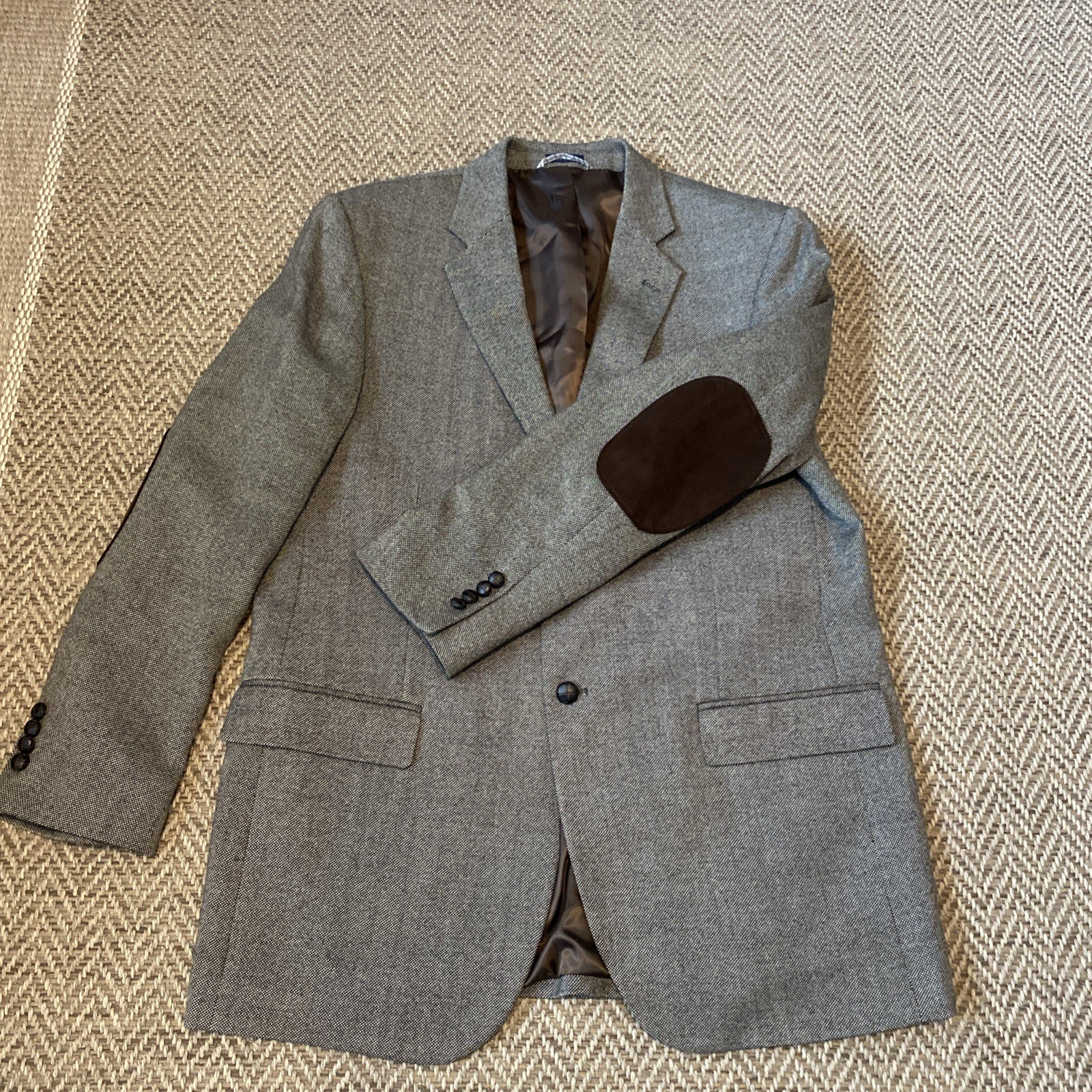 Saddlebred Mens Sz 44L Wool Blend Nailhead Blazer Jacket BlokeWear Elbow Patch