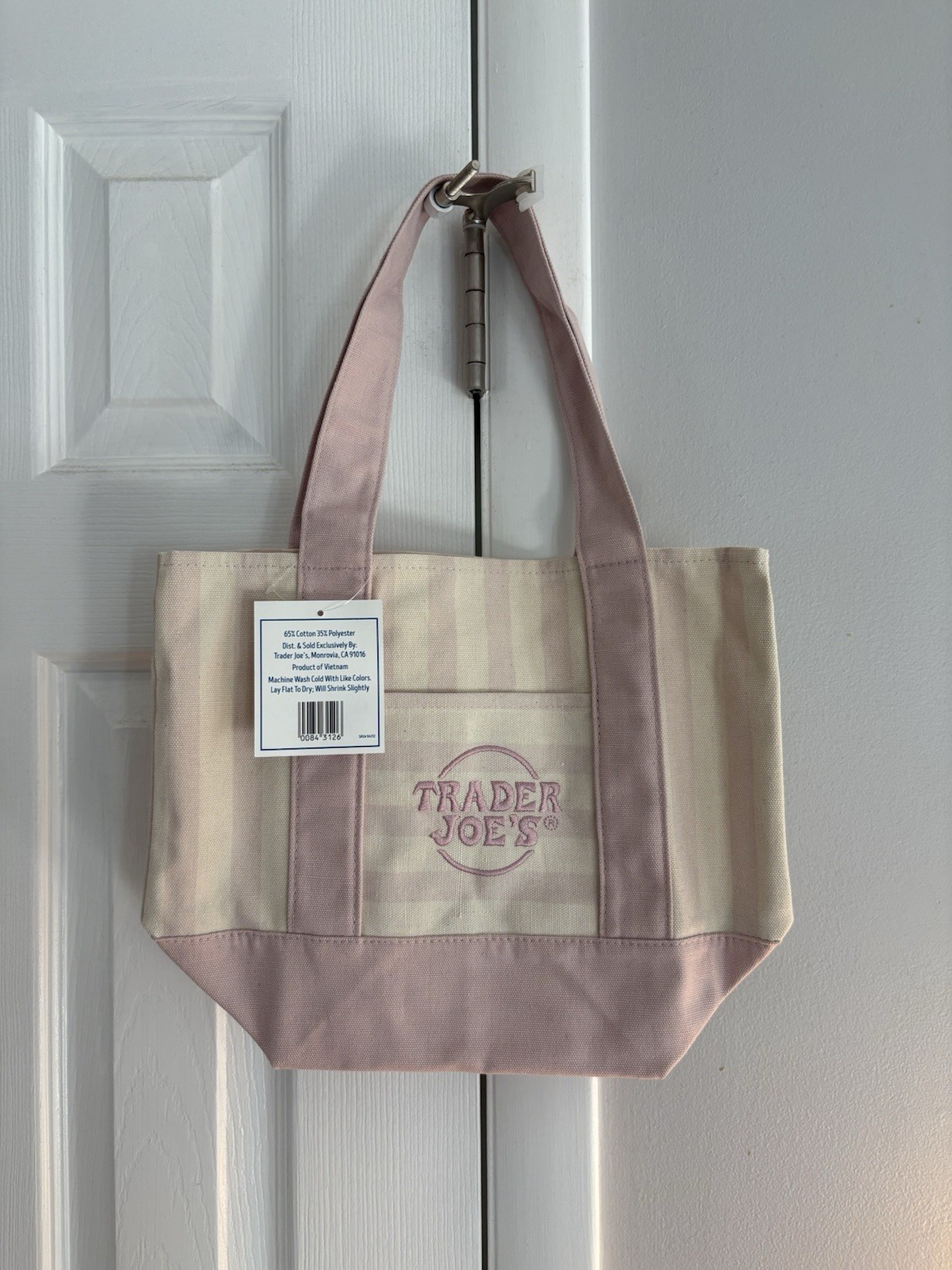Trader Joe’s Mini Tote Pastel Pink Stripe Limited Edition Spring 2026 NWT RARE