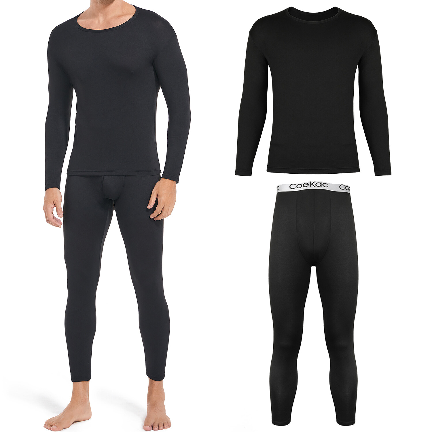 Men’s Thermal Underwear Set Ultra Soft Long Johns Set Base Layer Fleece Lined