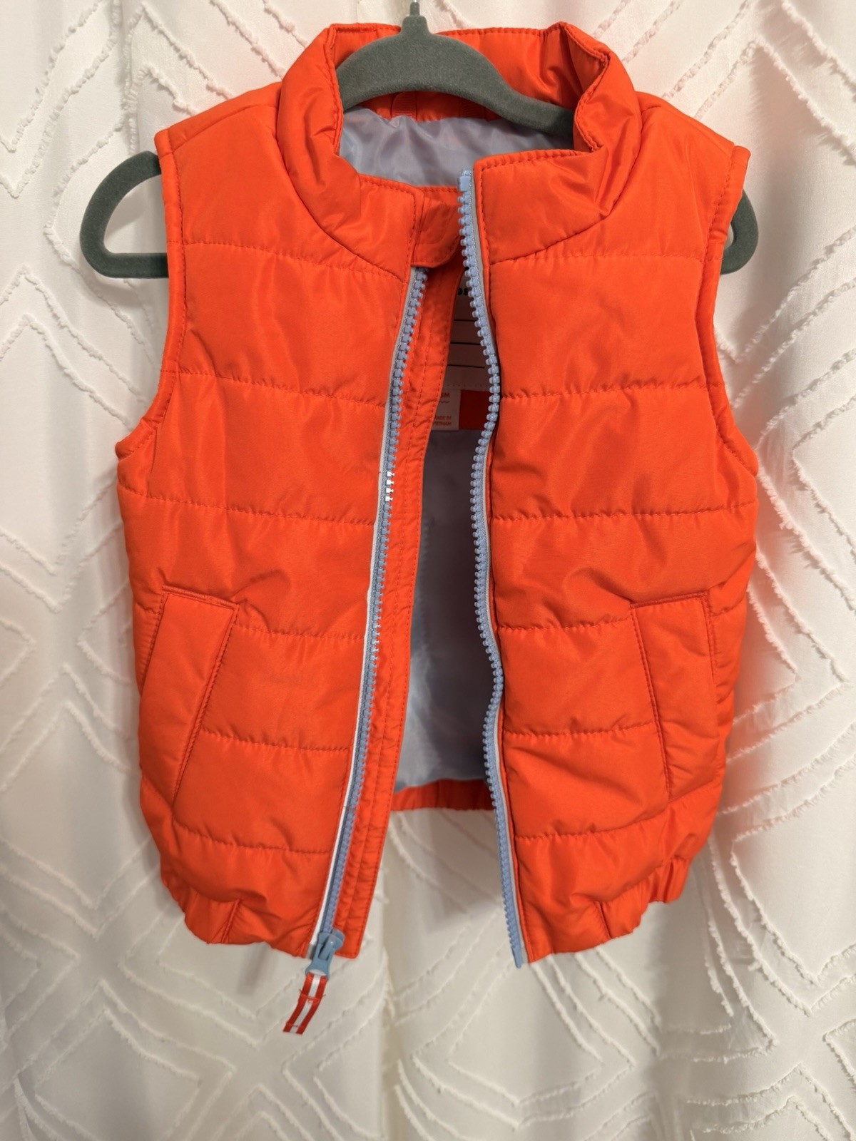 Cat & Jack Unisex Baby Toddler Puffer Vest Full Zip Lined Pockets Orange 18M