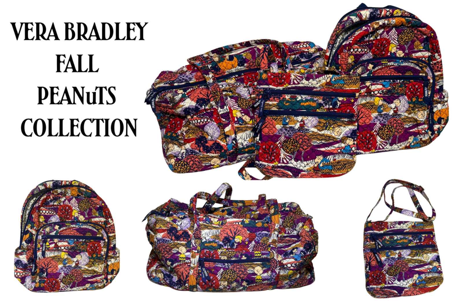 Full Vera Bradley Fall Peanuts Collection – Crossbody – Duffle – Backpack