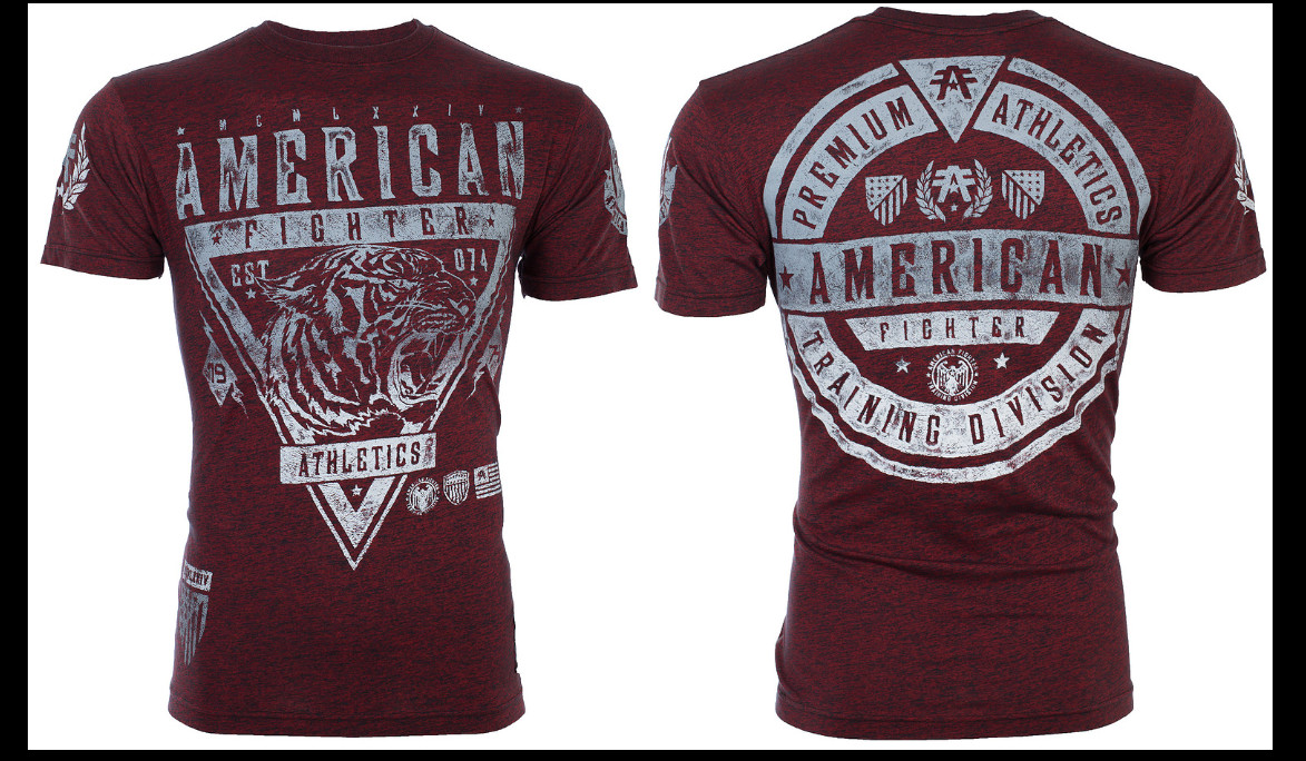 AMERICAN FIGHTER Burgundy WISCONSIN Athletic Graphic T-shirt NWT