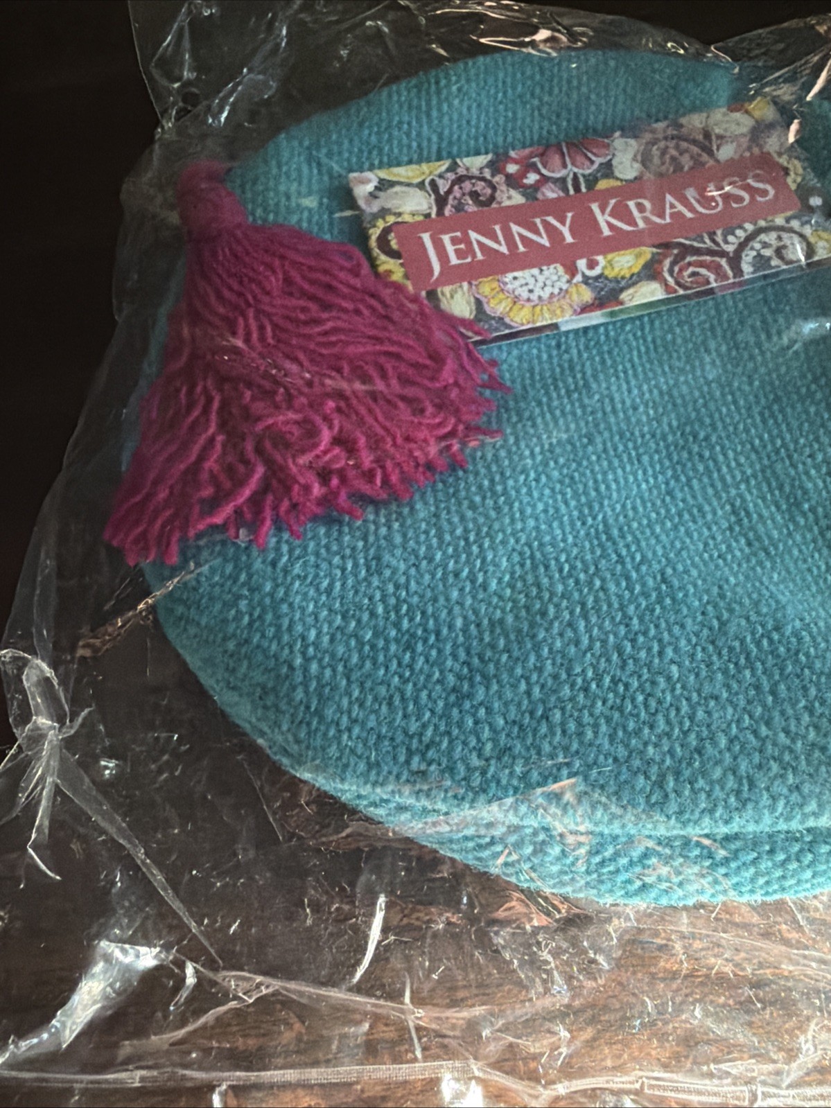 NWT Jenny Krauss For Sundance Wool Bag Pouch Embroidered Round Letter M Blue