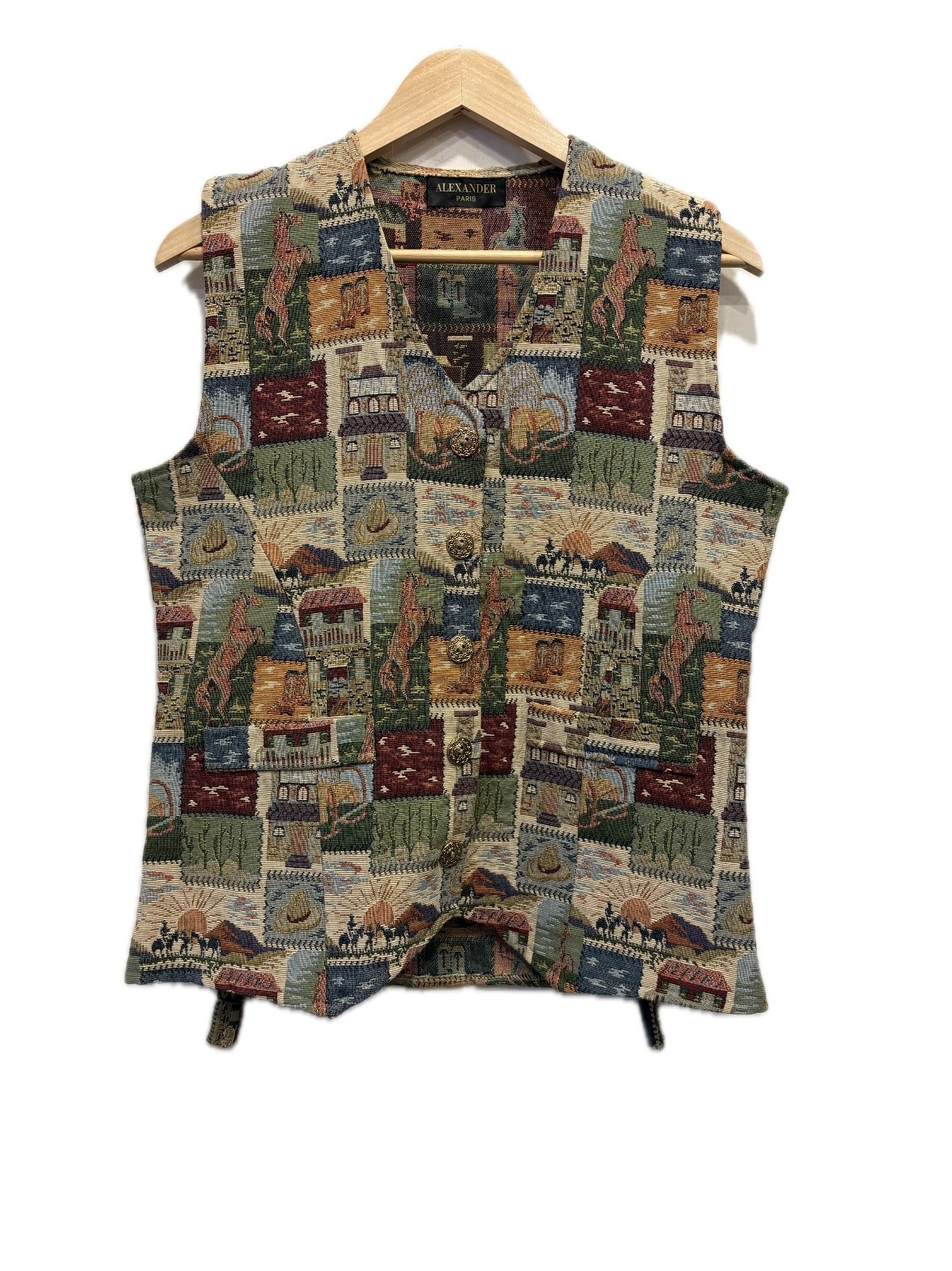 Vintage Multicolor Cotton Vest – Size L