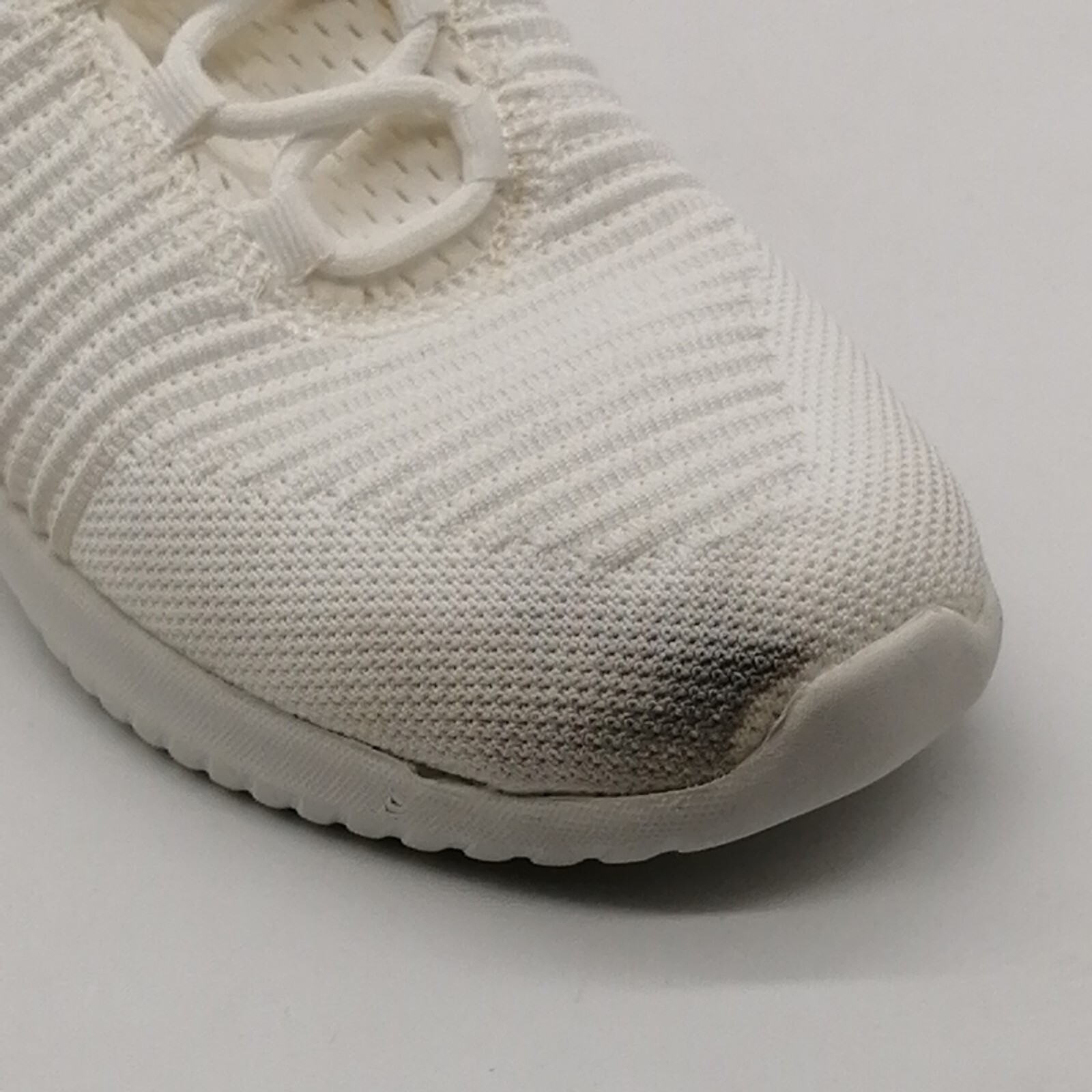 Riemot Womens Lace Up Sneakers White Ribbed Fabric Round Toe Low Top 5