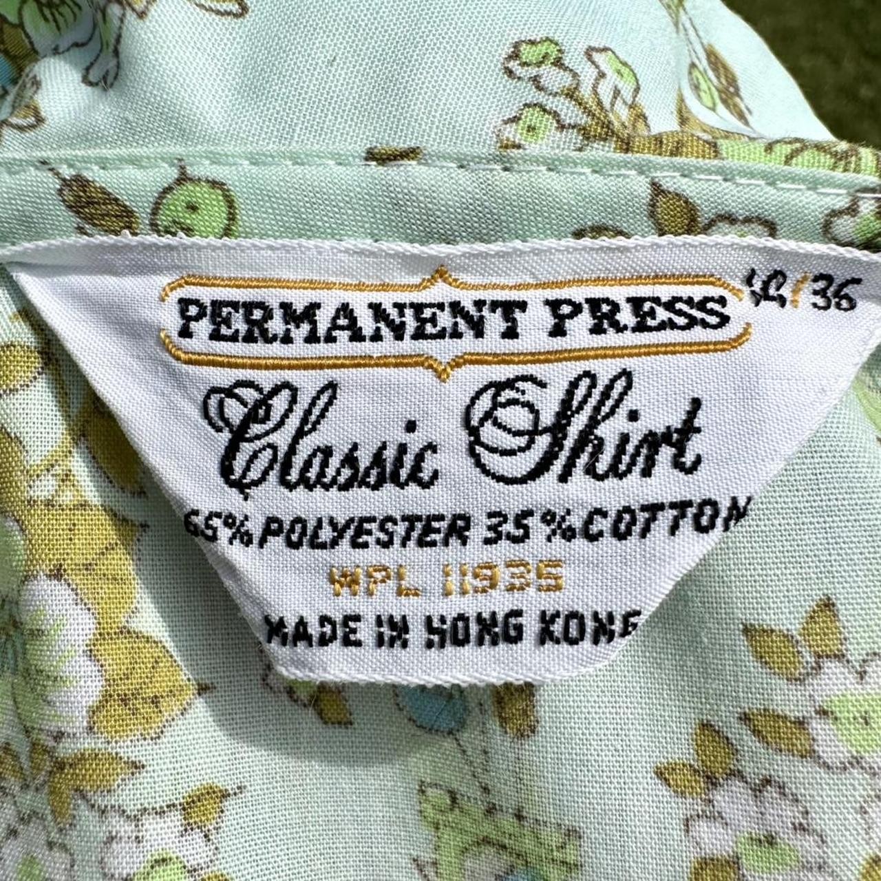 50s permanent press novelty cuckoo clock bird button-up blouse salvage hem