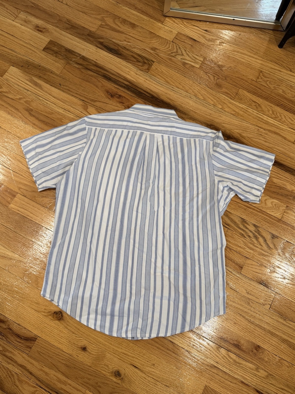 U.S. Polo Assn Shirt Men’s L White Blue Stripe Short Sleeve Pocket Pony