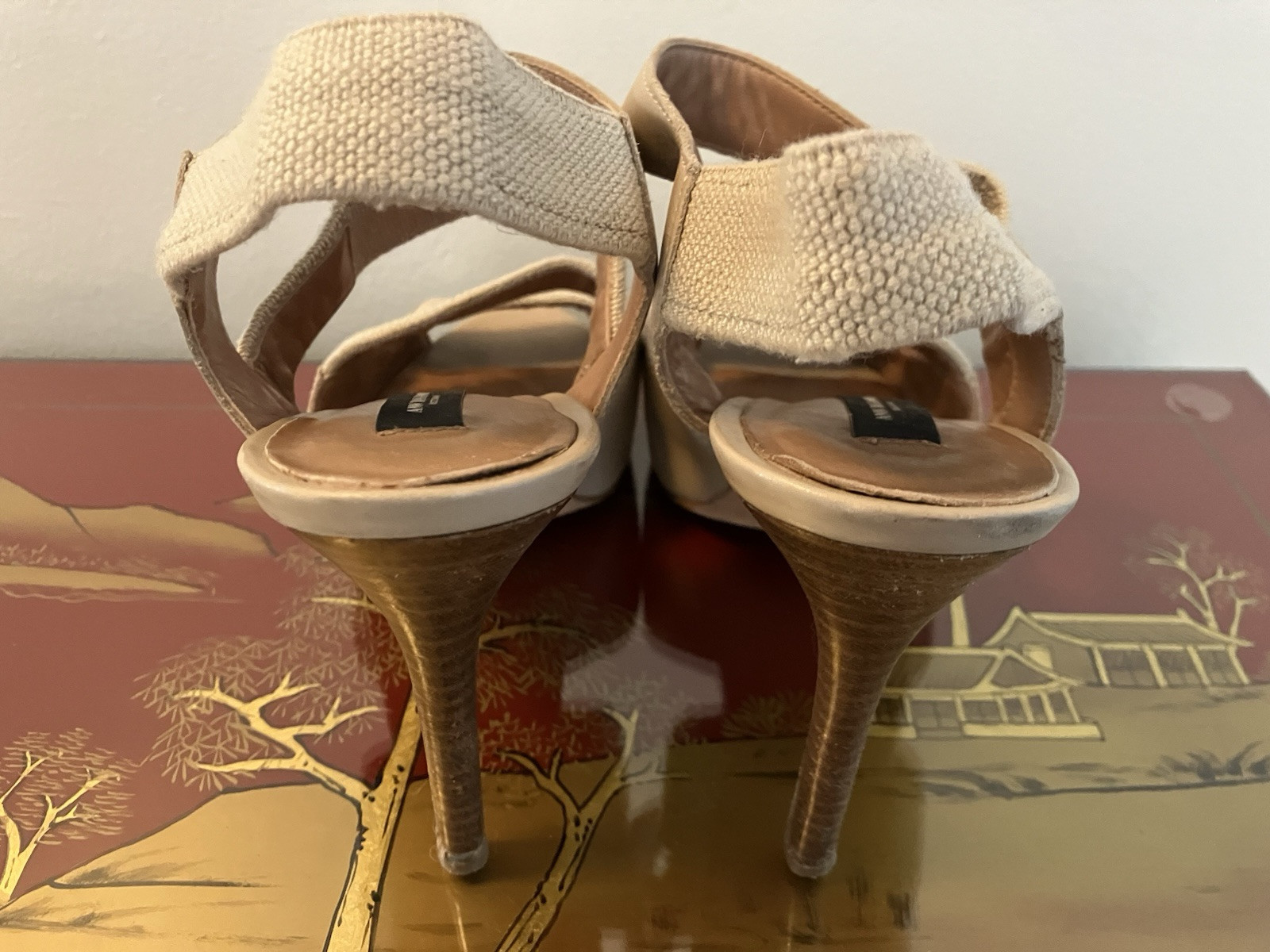 ANN TAYLOR shoes 7 stiletto Elastic Fabric & Leather