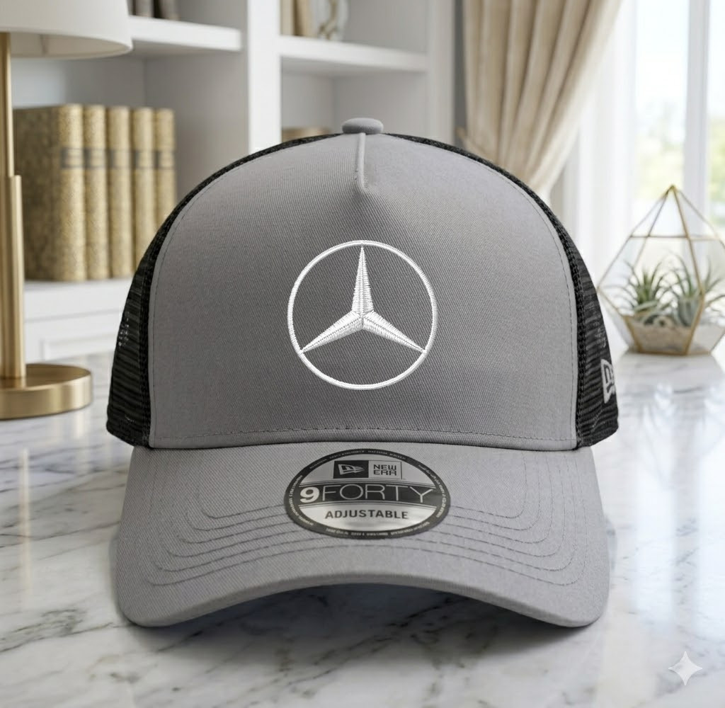 Mercedes Benz Logo Embroidered Trucker Hat Snapback Adjustable Baseball Cap Mesh