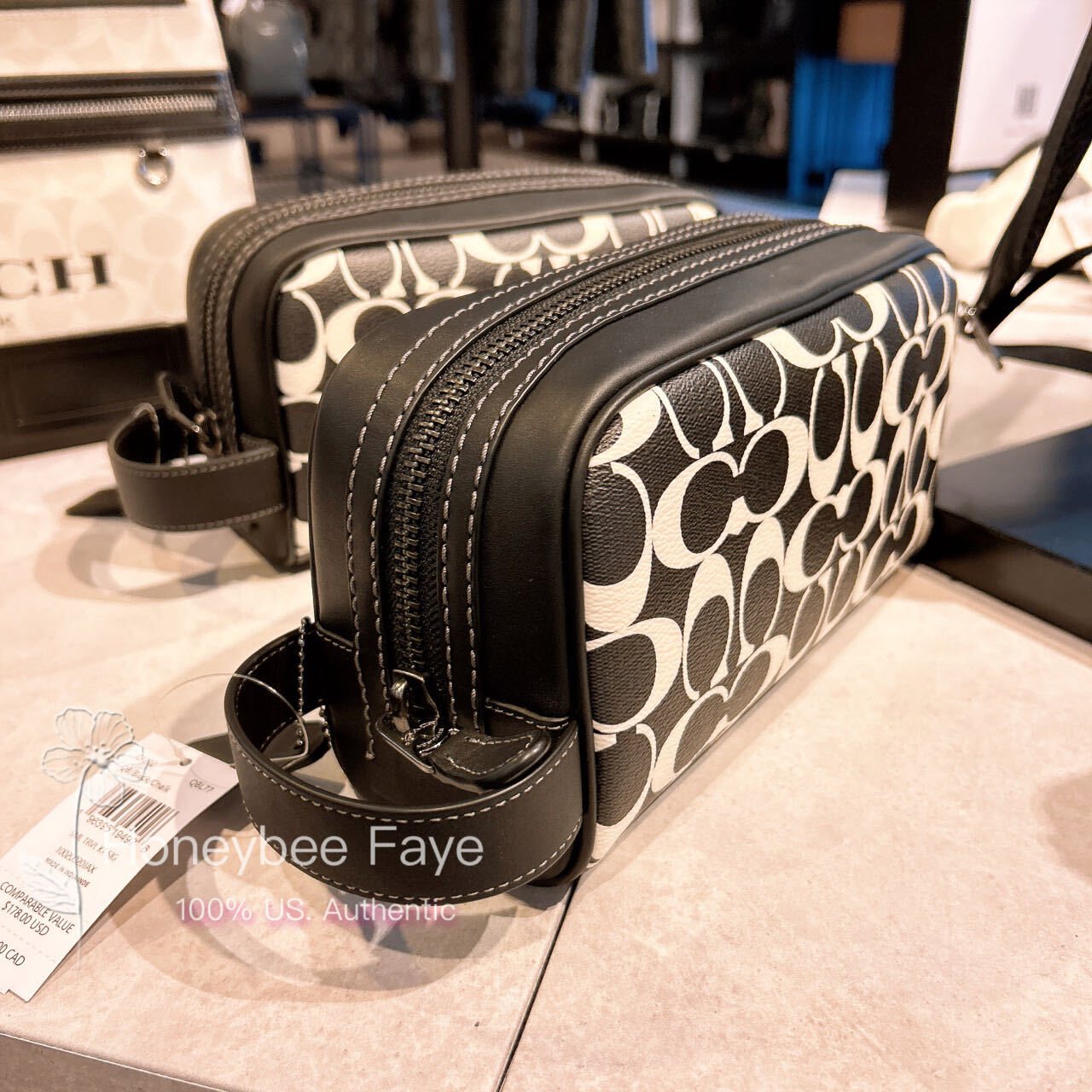NWT Coach Small/Large Travel Kit In Signature Canvas/With Coach Patch