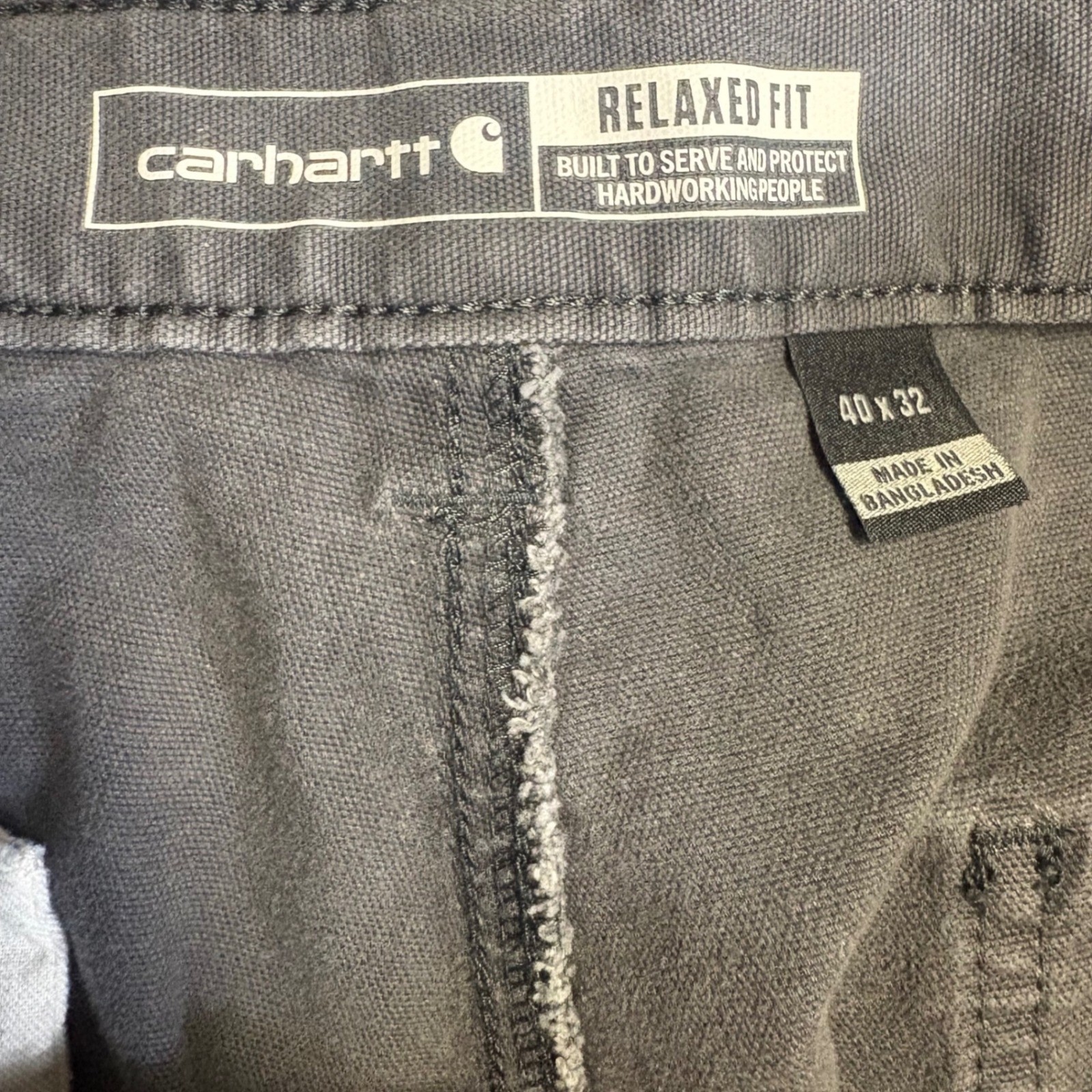 Carhartt 102802-029 Relaxed Fit Double Knee Pants Mens 40×32 Shadow Grey Stretch