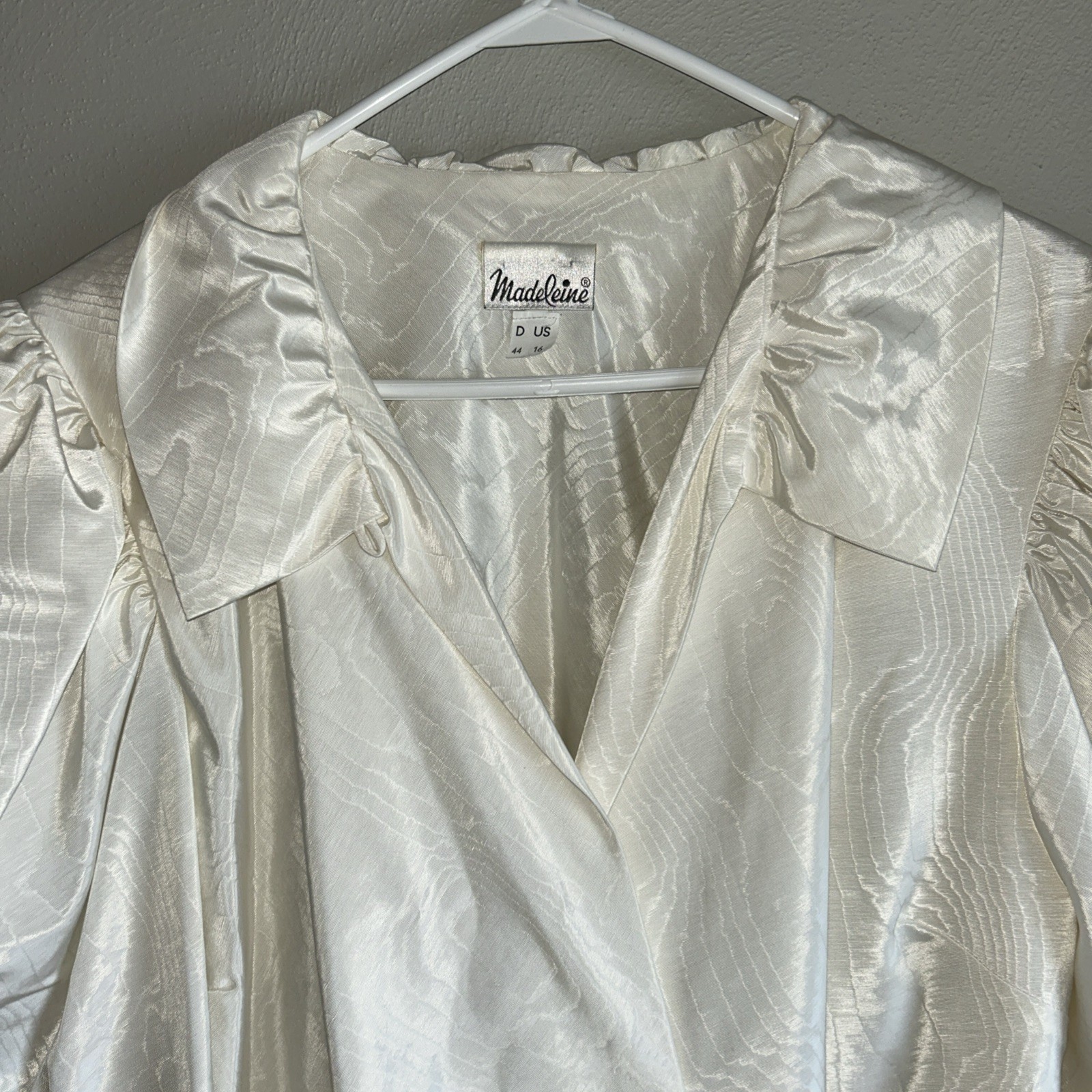 Madeleine Ivory blouse Gathered collar & sleeves Baumwolle Cotton US 16 Vintage