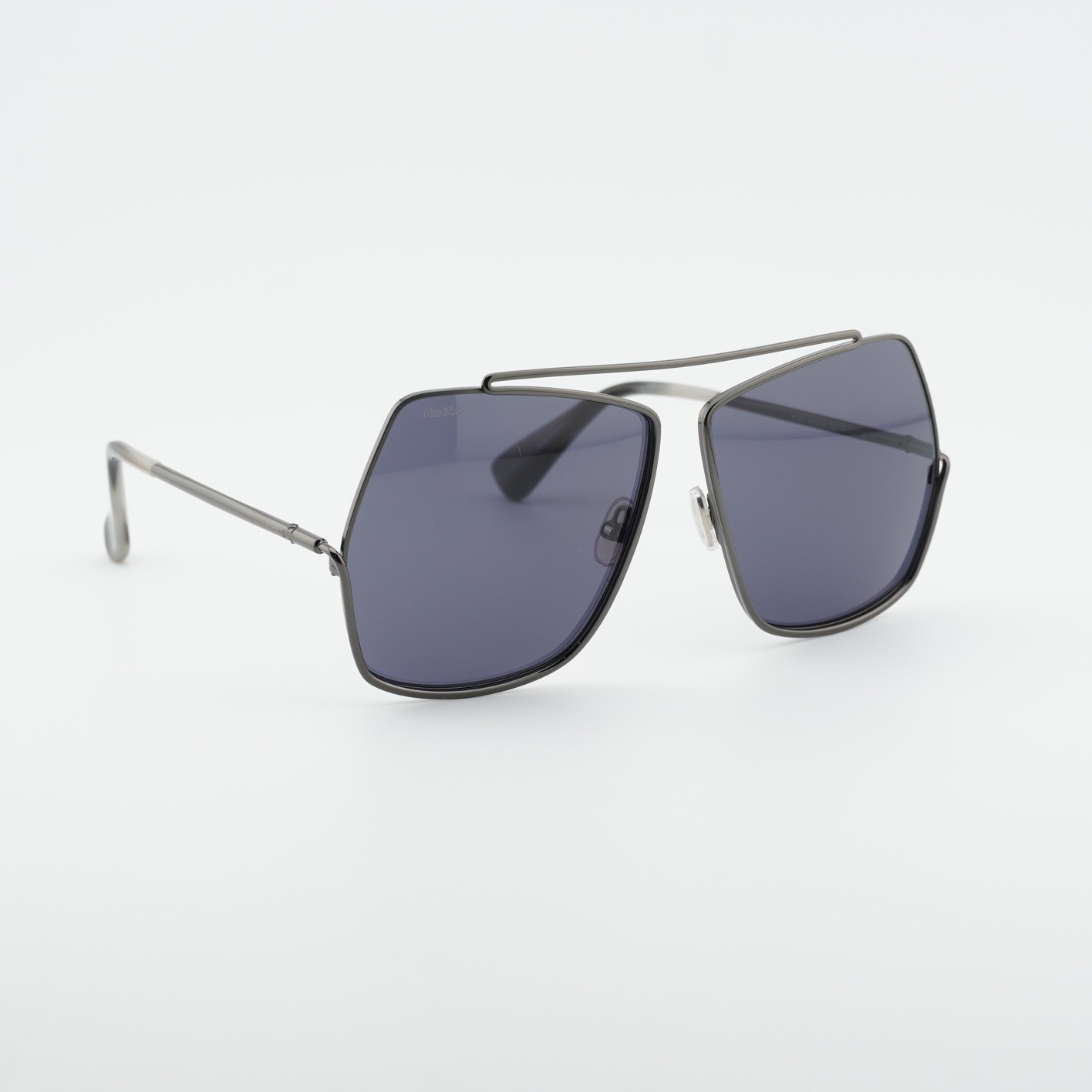 Max Mara MM0006 32N Shiny Gunmetal/Smoke 64-12-135 Sunglasses New Authentic